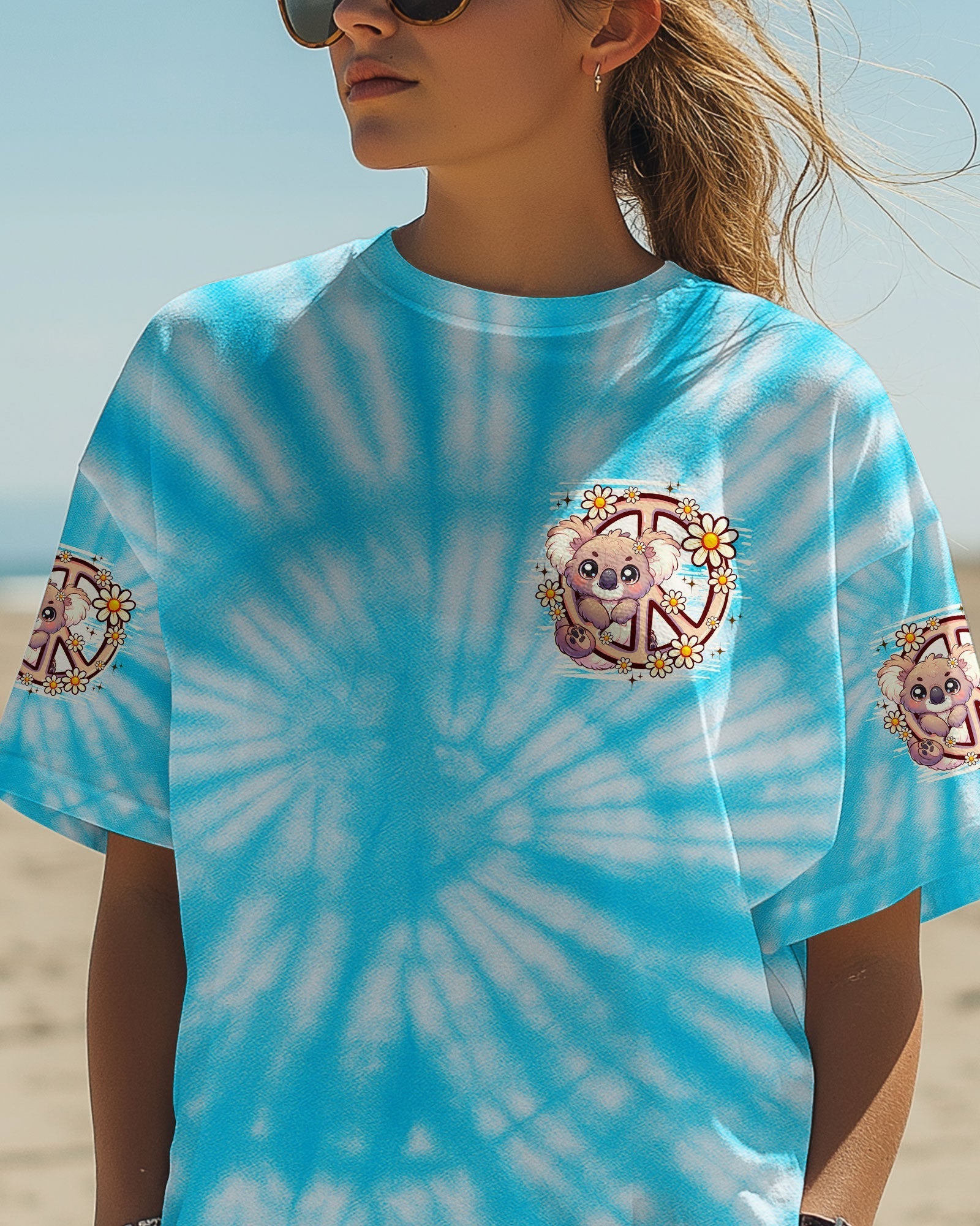 Aim Higher Dream Bigger Cute Koala Peaceful Tie Dye Hippie AOP Shirts _4_ F6qy9
