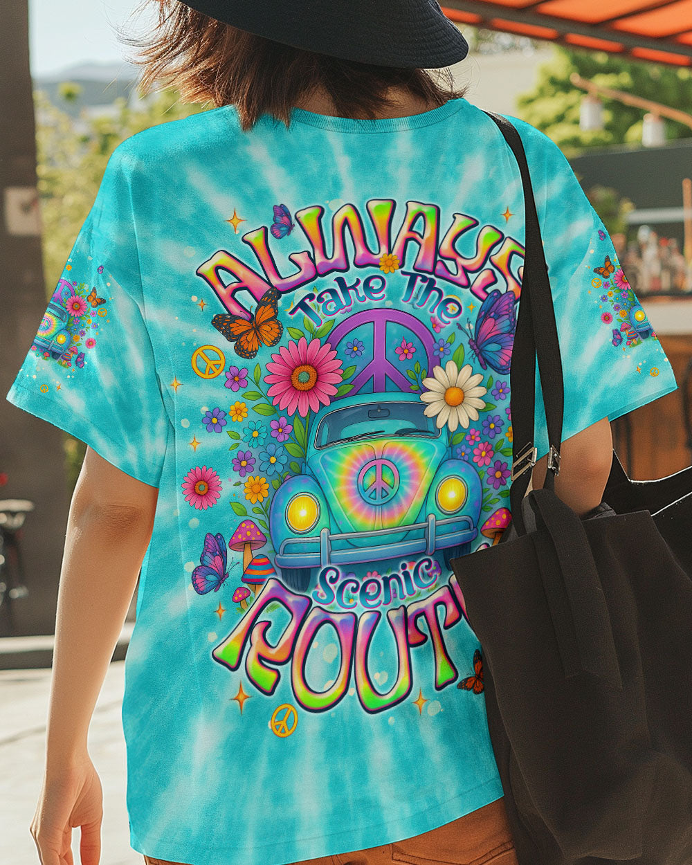 Always Take The Scenic Route Peace Flowers _26 VW Bus Design AOP Shirts _3_ u9GAr