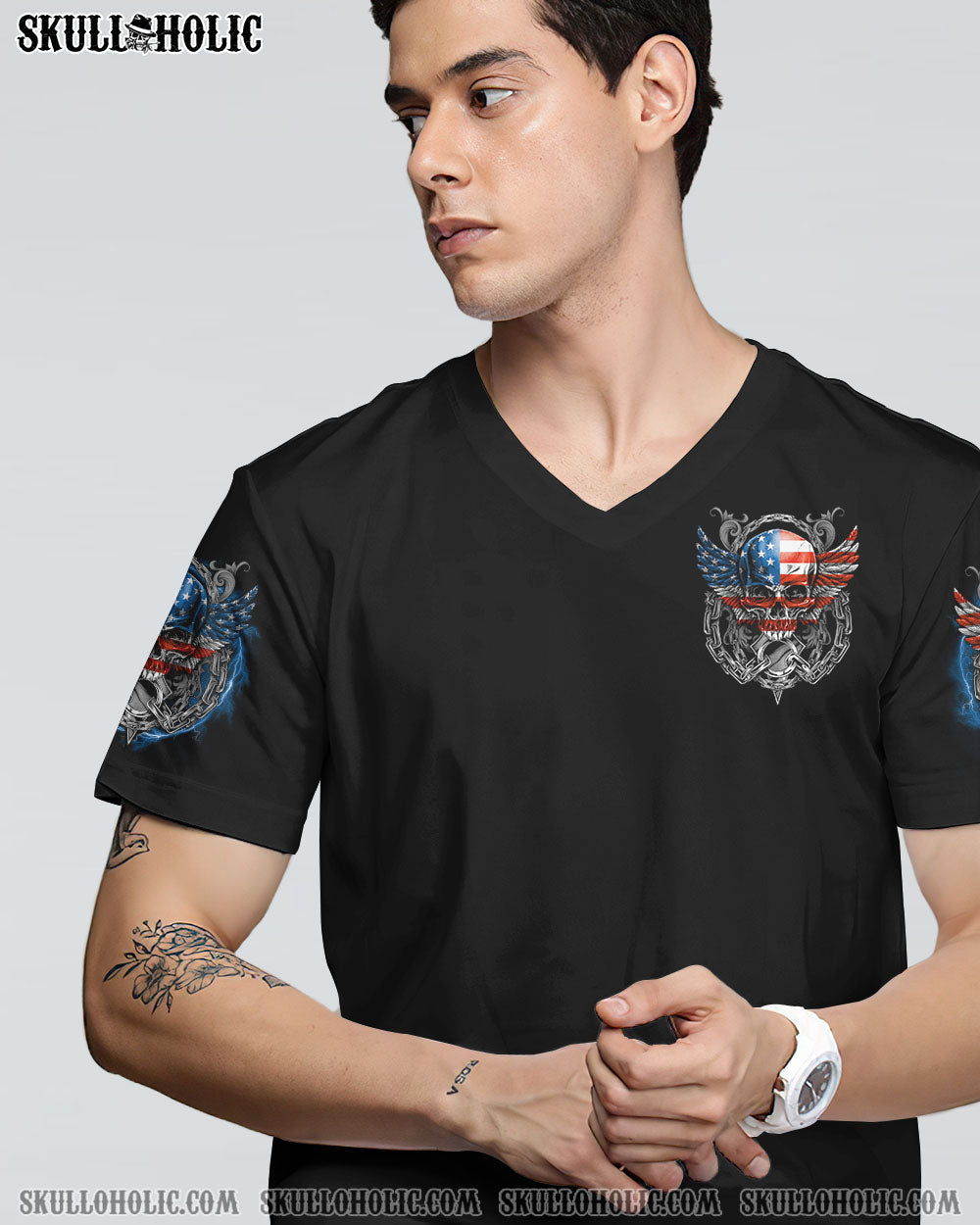 America Live It Love It or Get the Hell Out Patriotic Skull America Love Graphic Tee AOP Shir _12_ bCgcc