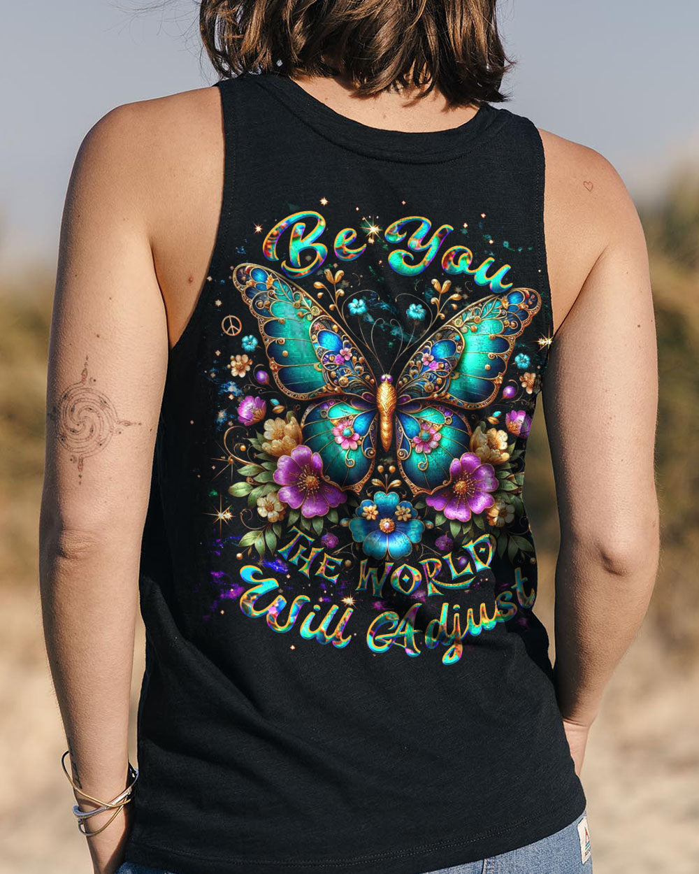 BE YOU THE WORLD WILL ADJUST BUTTERFLY ALL OVER PRINT YHDU3103252_Tanks_Unisex Tank Top_S 1 kVbn5