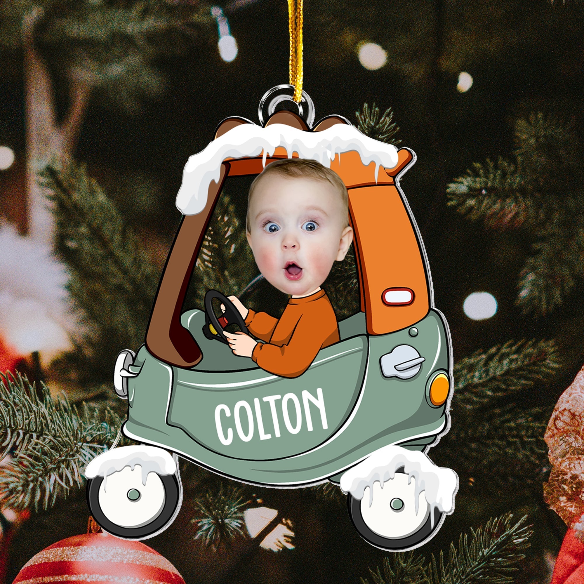 Baby In Car Personalized Acrylic Photo Ornament_4