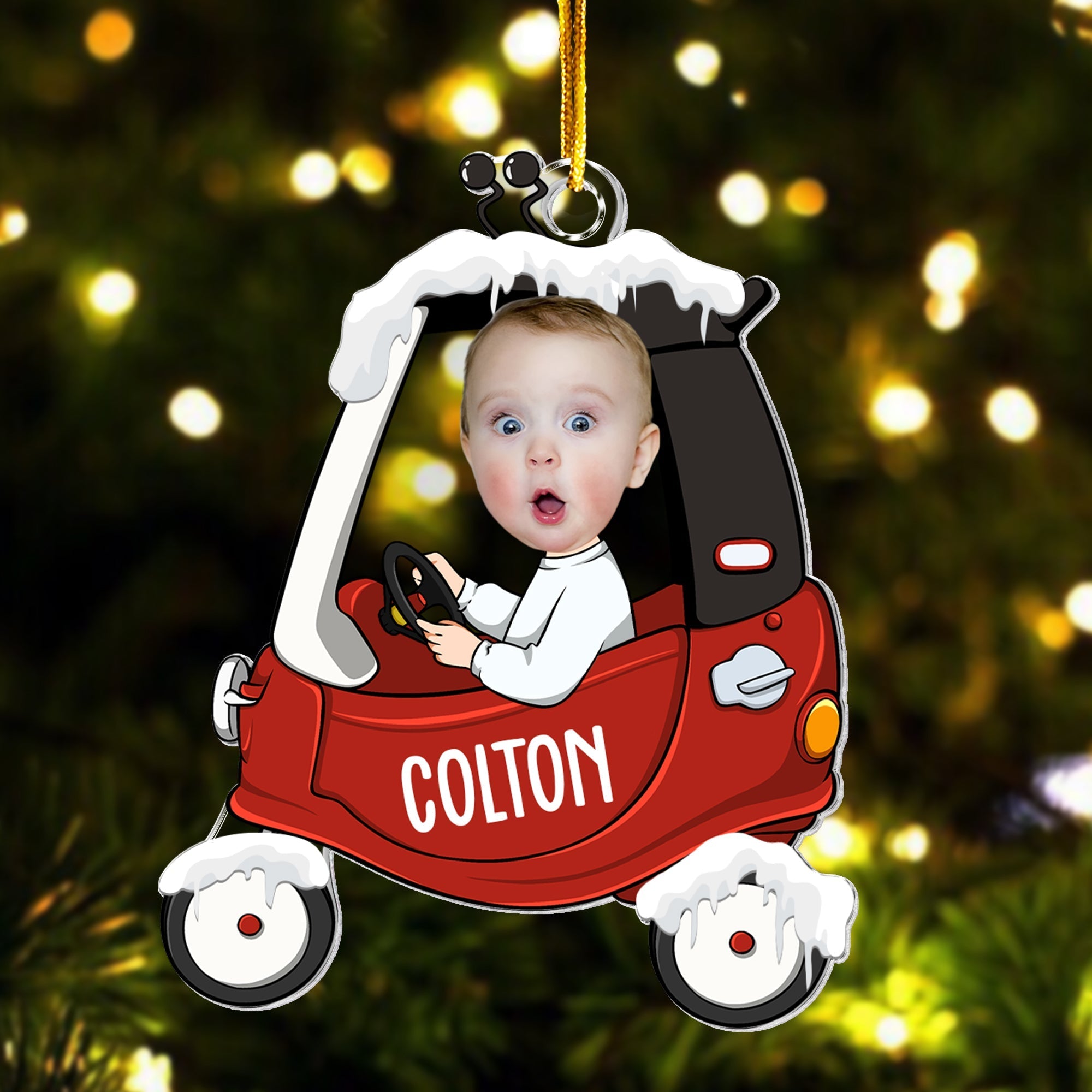 Baby In Car Personalized Acrylic Photo Ornament_5