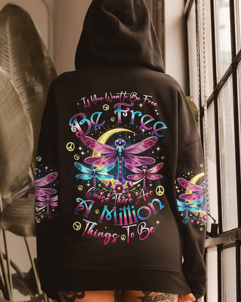 Be Free A Million Things to Be Colorful Dragonfly Hippie Graphic AOP Shirts _2_ qSgJe