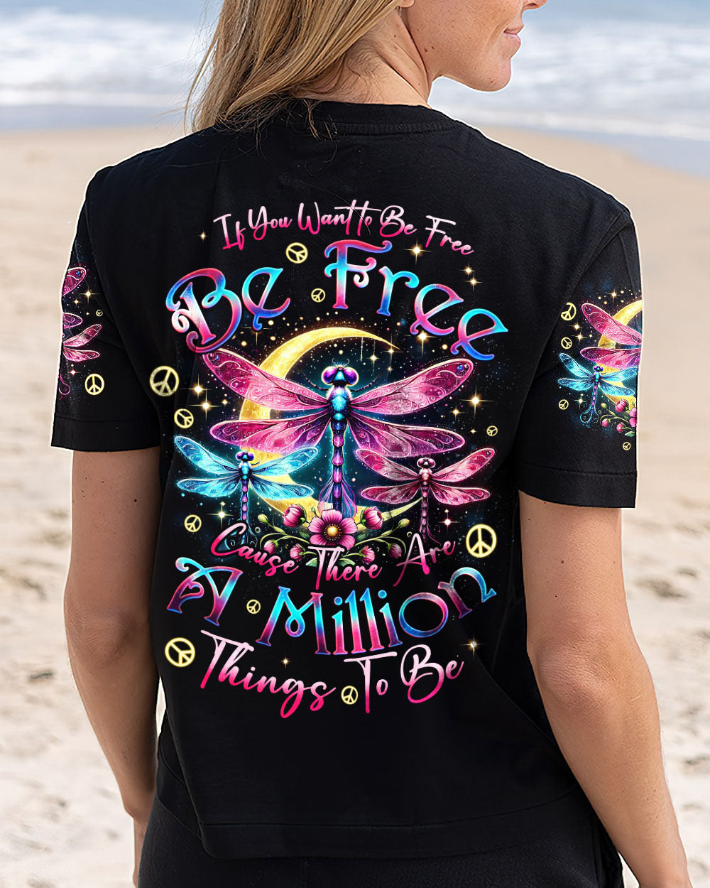Be Free A Million Things to Be Colorful Dragonfly Hippie Graphic AOP Shirts _6_ kWJE7