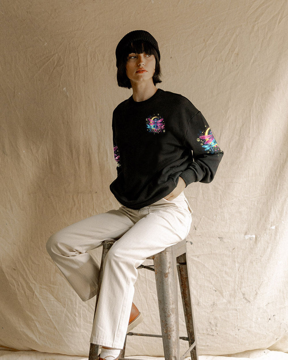 Be Free A Million Things to Be Colorful Dragonfly Hippie Graphic AOP Shirts _9_ mB9ZW