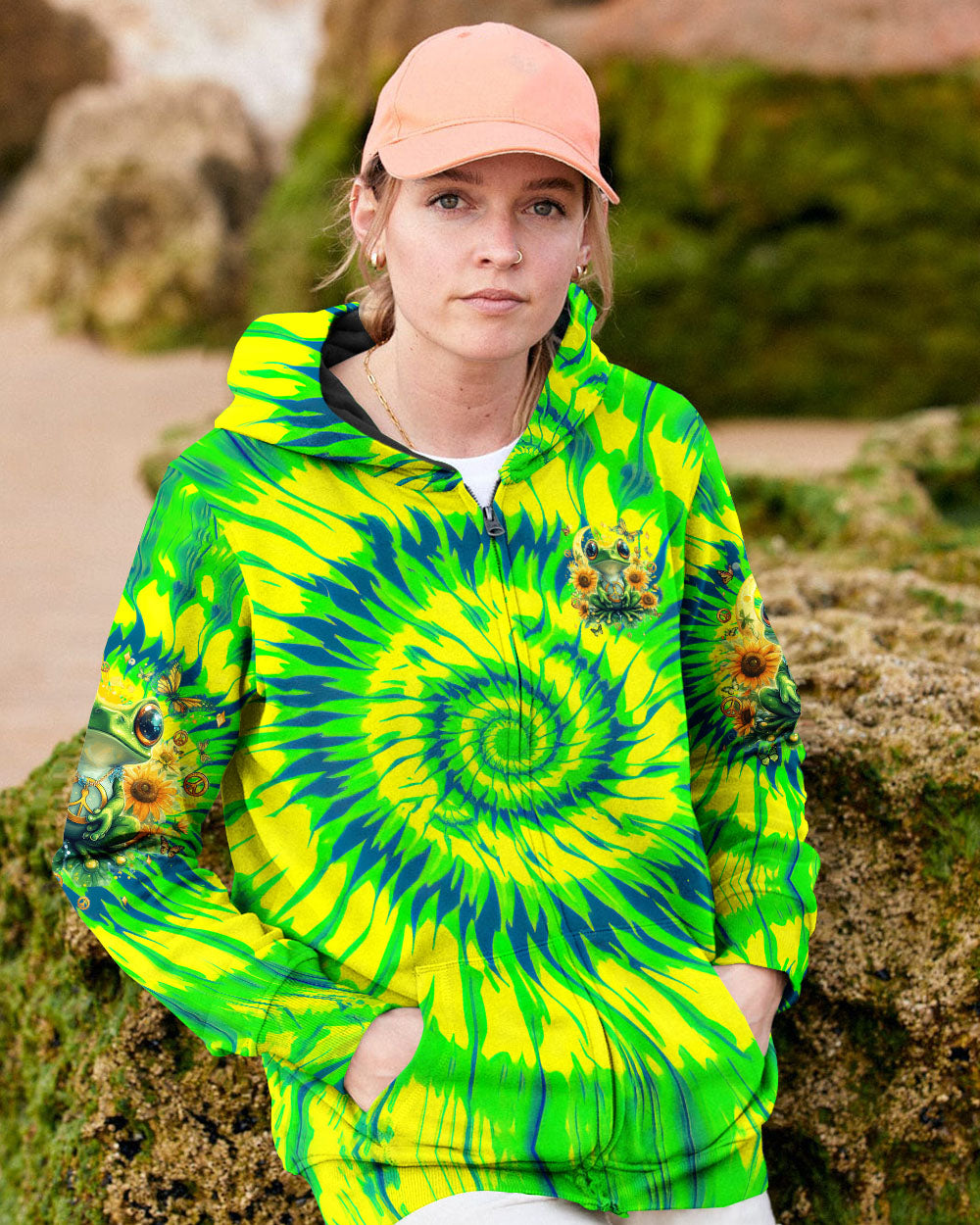 Be Happy Frog Tie Dye Hippie Graphic with Sunflowers AOP Shirts _8_ 3byjq