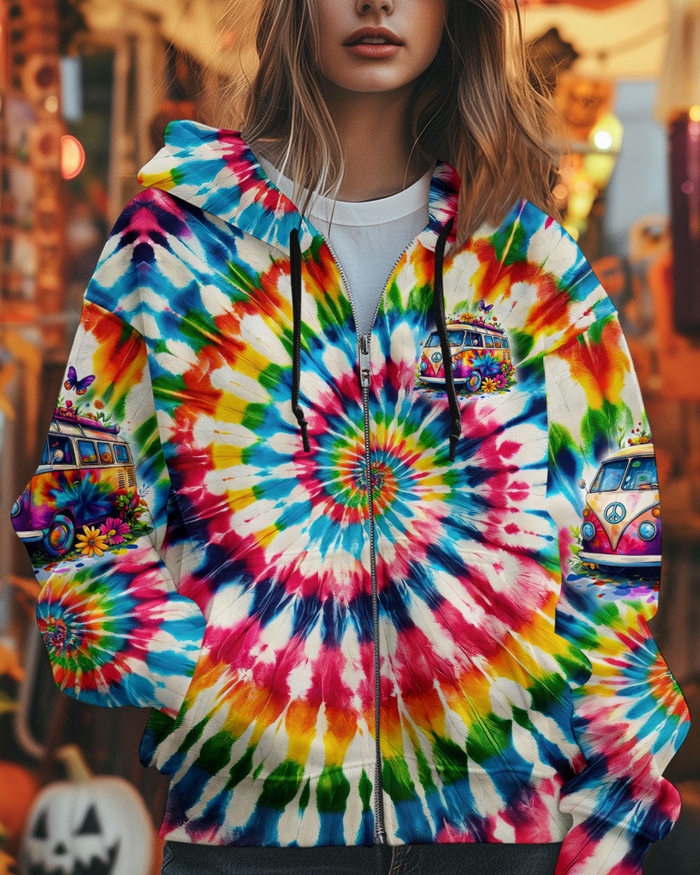 Be Hippie Be Happy Tie Dye Peace Van Colorful Groovy Retro Graphic AOP Shirts _6_ FYllp