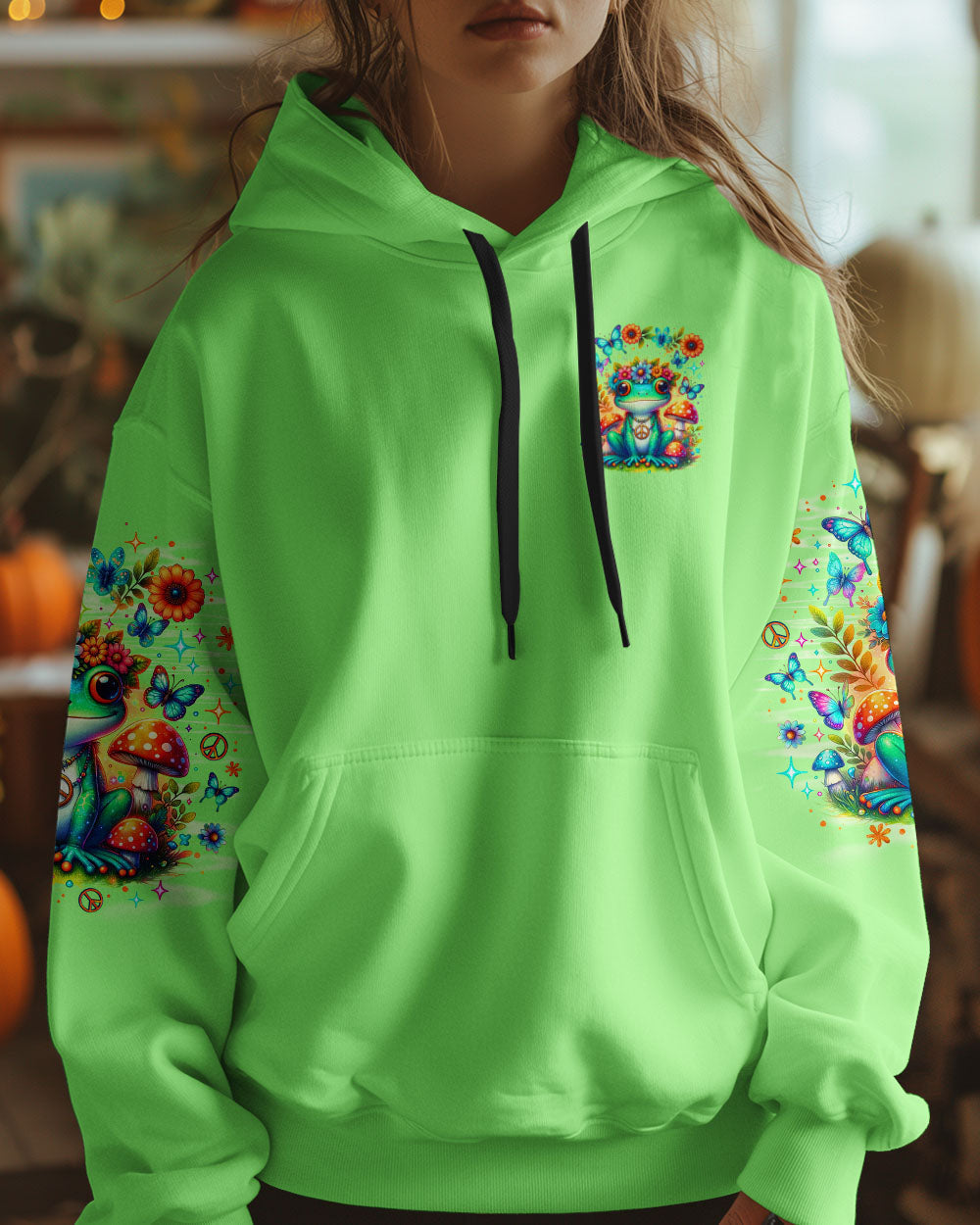 Be You The World Will Adjust Colorful Green Frog Hippie Graphic AOP Shirts _7_ FPkPj