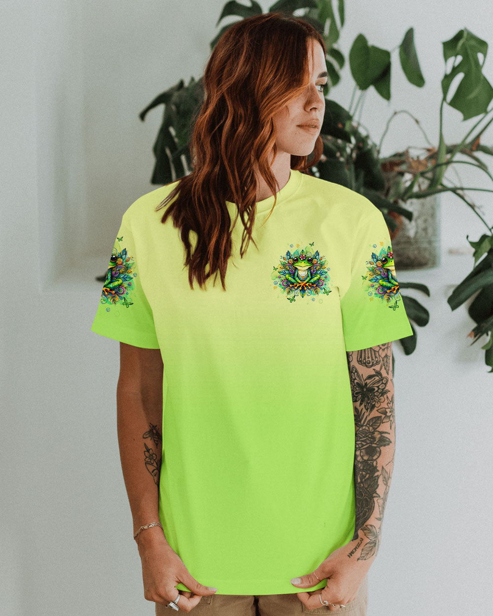 Be You The World Will Adjust Colorful Meditating Frog Graphic AOP Shirts _13_ gUDhT