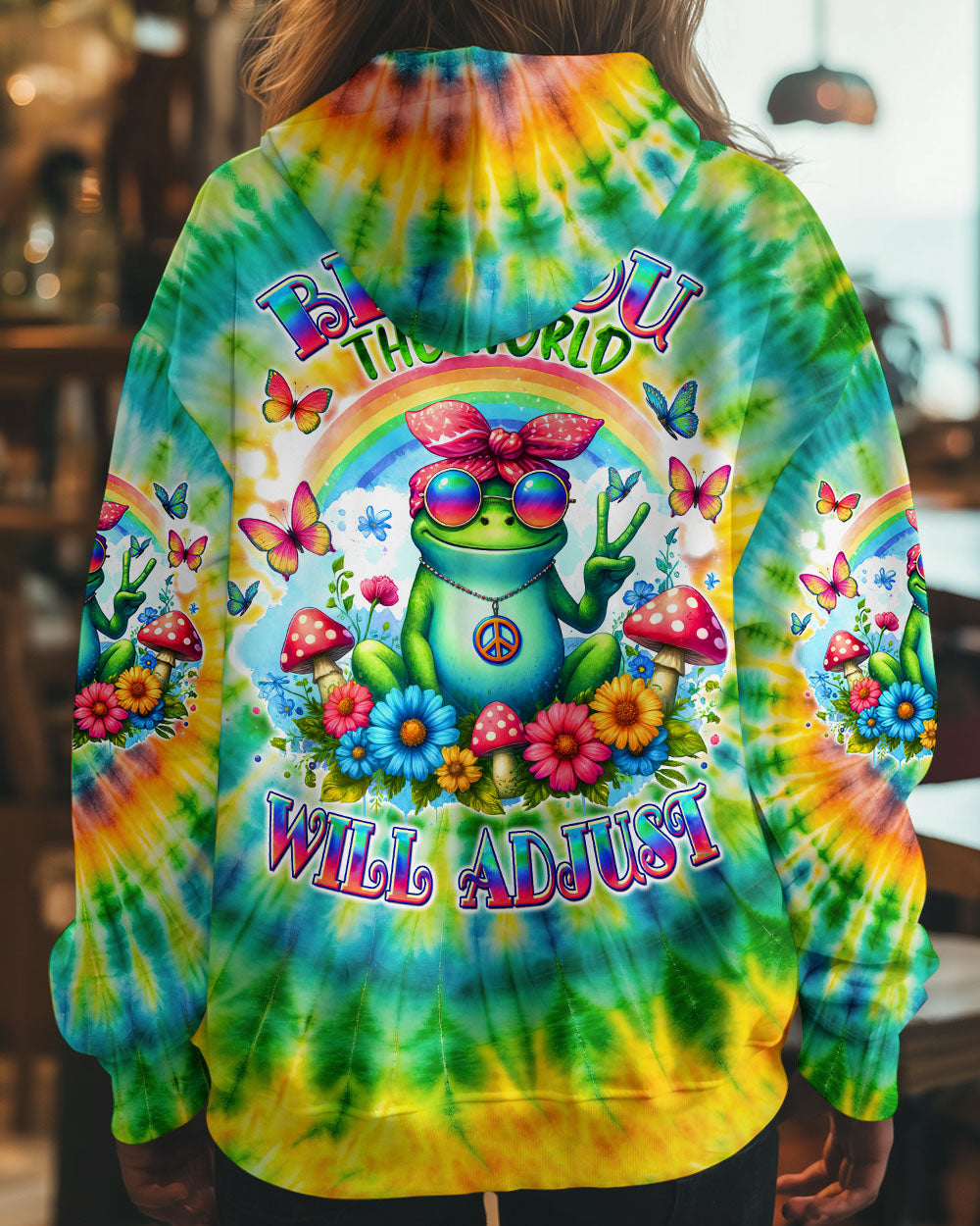 Be You The World Will Adjust Colorful Tie Dye Peace Frog AOP Shirts _8_ HrTqv