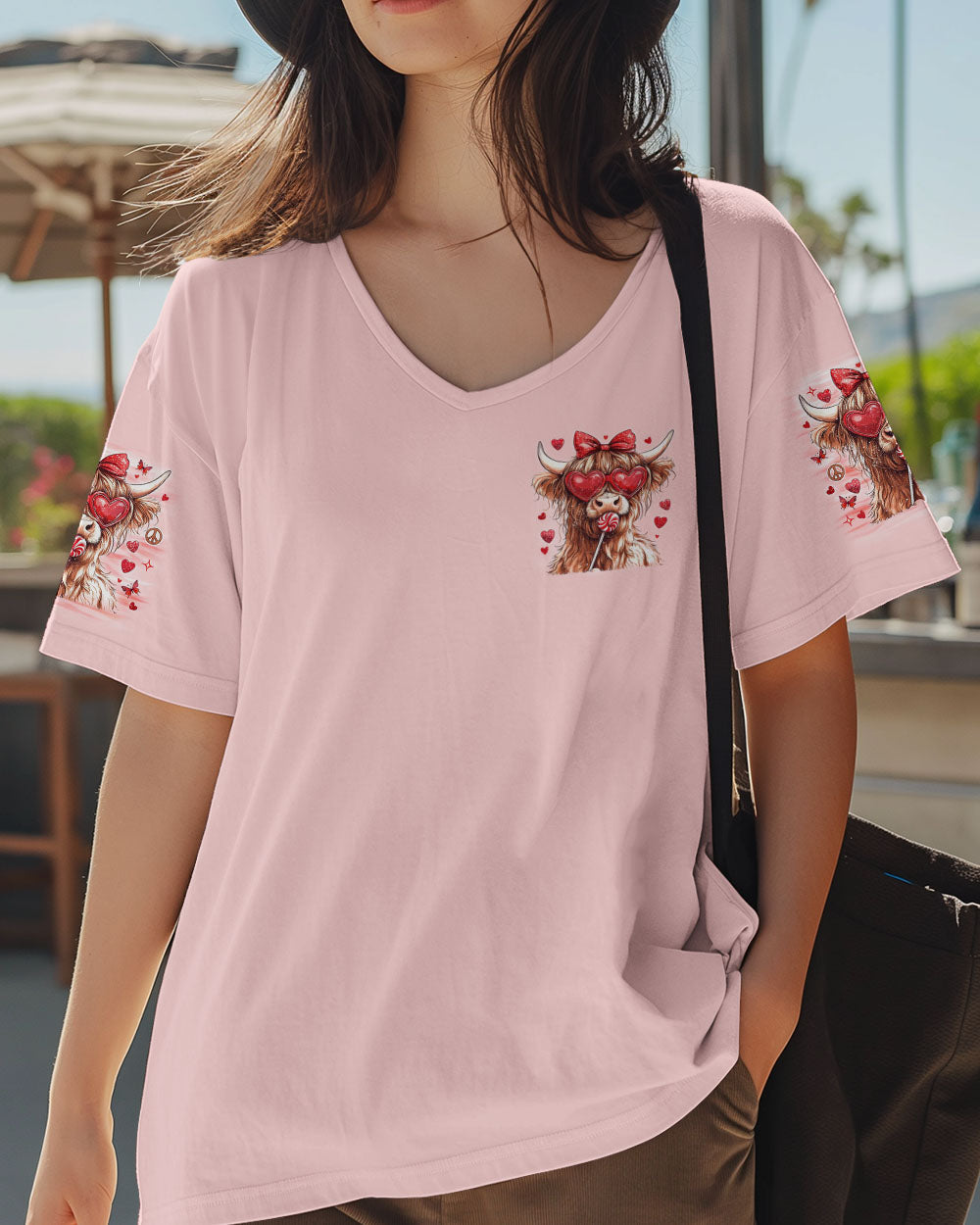 Be You The World Will Adjust Cute Cow with Bow and Heart Glasses AOP Shirts _2_ VtMUB