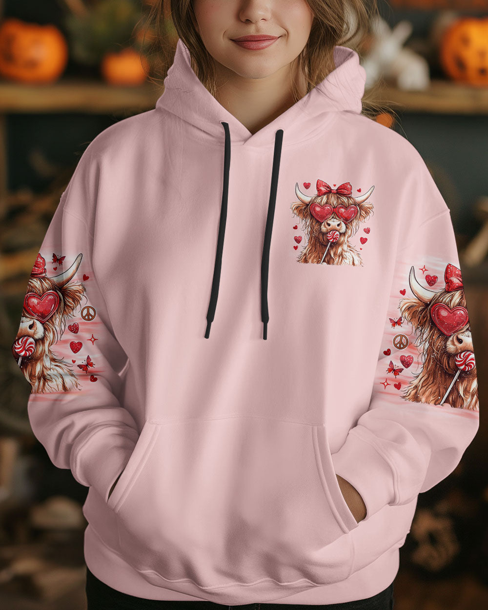 Be You The World Will Adjust Cute Cow with Bow and Heart Glasses AOP Shirts _4_ nksb8