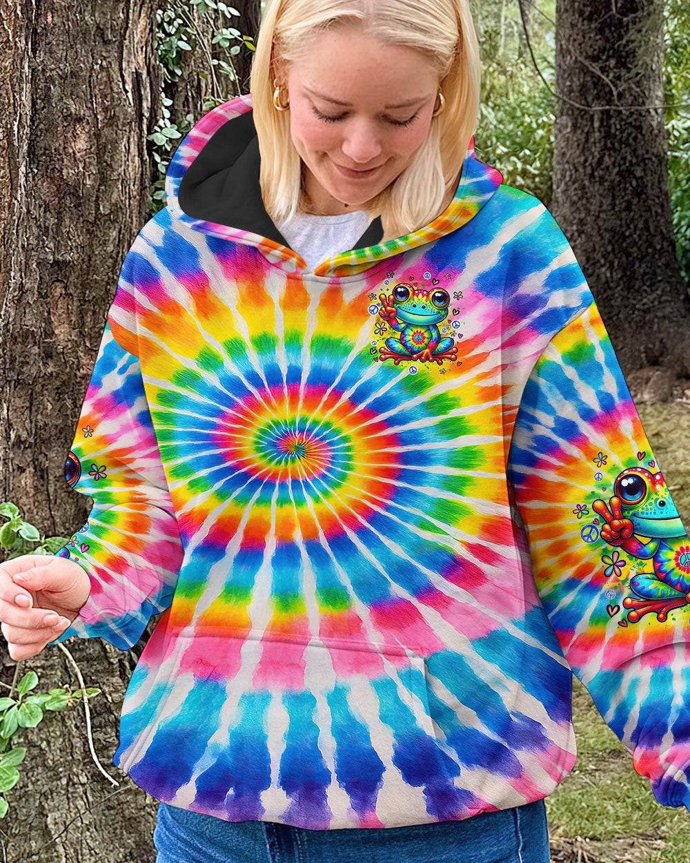 Be You The World Will Adjust Frog Tie Dye Design for Women AOP Shirts _6_ qh249