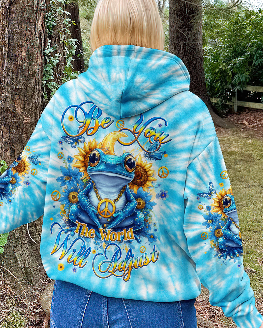 Be You The World Will Adjust Frog Tie Dye Sunflower Graphic AOP Shirts _10_ wmCHw