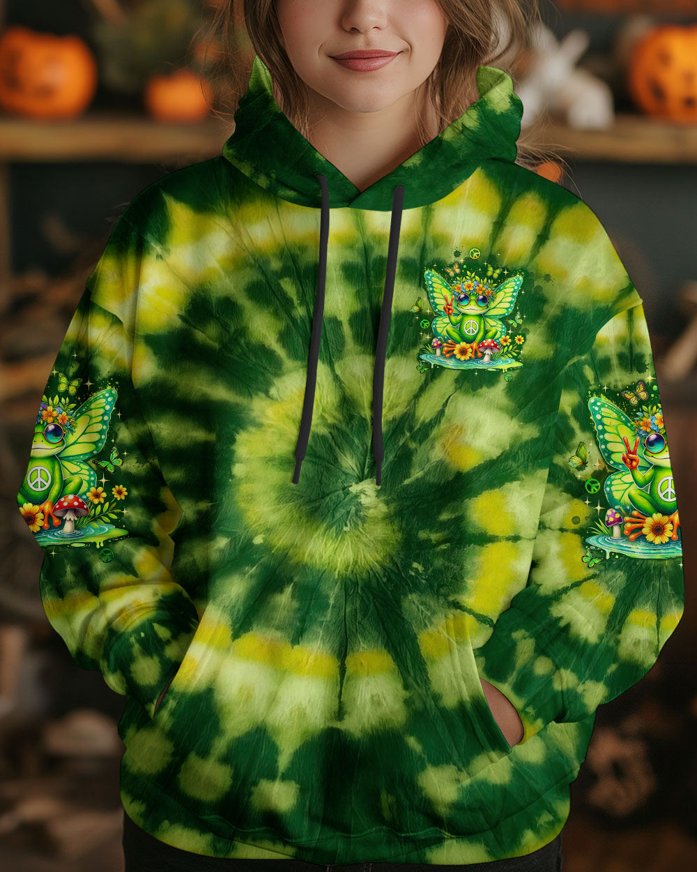 Be You The World Will Adjust Green Tie Dye Fairy Frog Signs and Mushrooms AOP Shirts _14_ Achbg