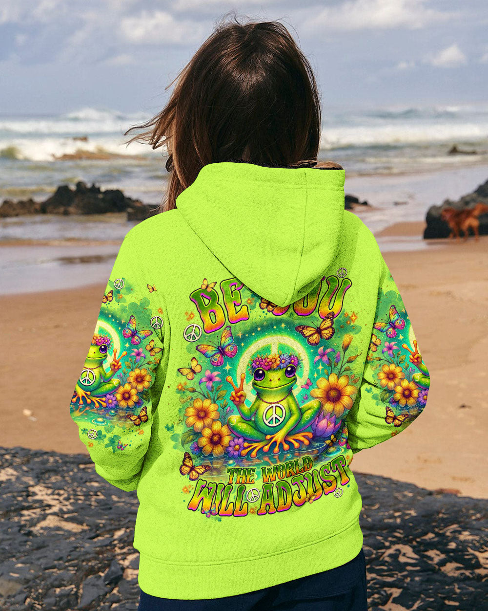Be You The World Will Adjust Meditating Peace Frog Graphic AOP Shirts _8_ GVPbg