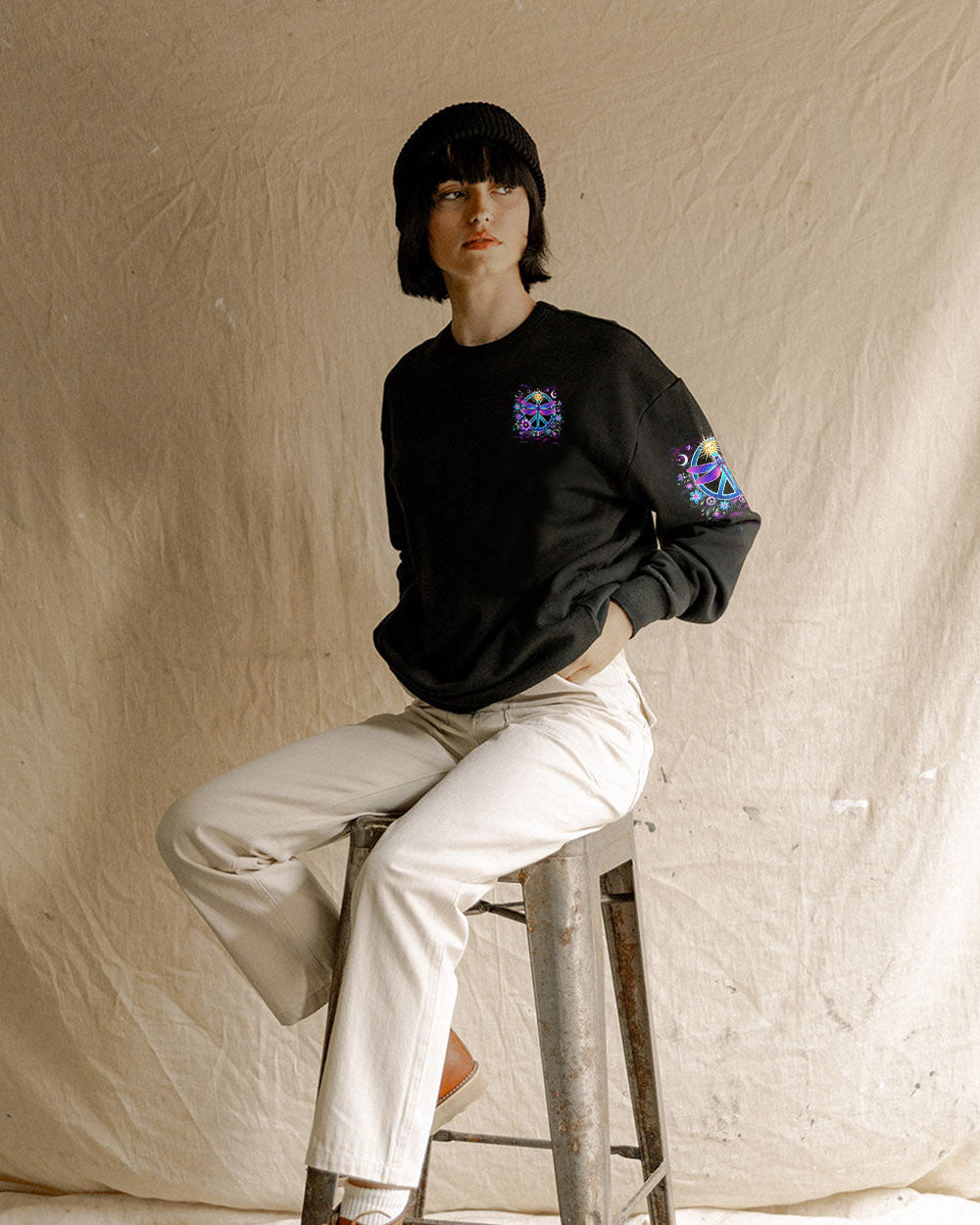 Be You The World Will Adjust Nron Dragonfly and Sun Peace Sign AOP Shirts _3_ BFALM