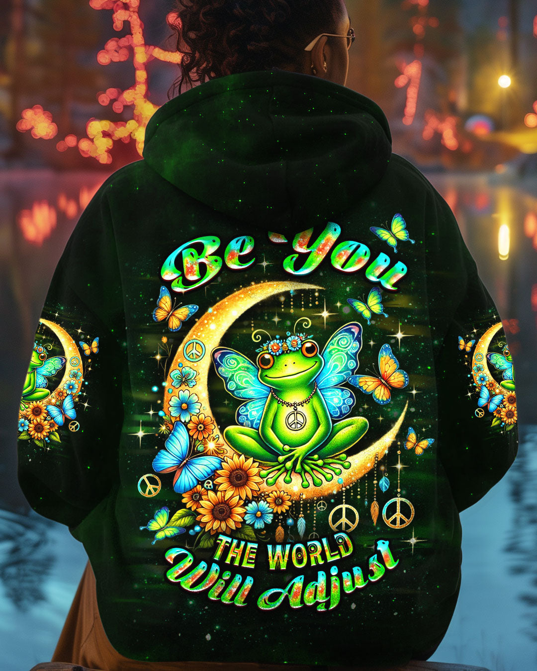 Be You The World Will Adjust Peace Frog Moon and Butterfly AOP Shirts _5_ untJY