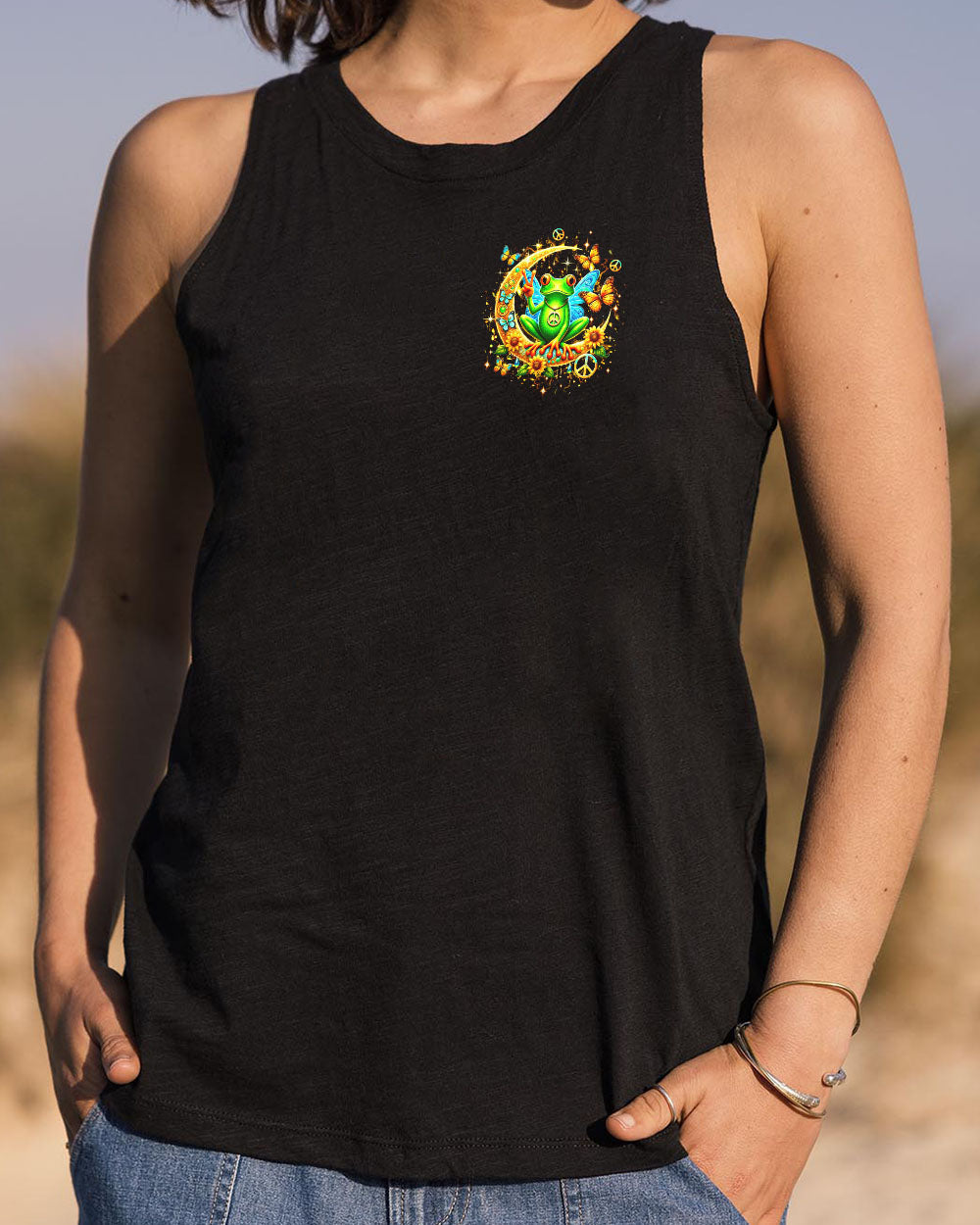 Be You The World Will Adjust Peace Frog Moon and Butterfly Graphic AOP Shirts _10_ 9QC1Z