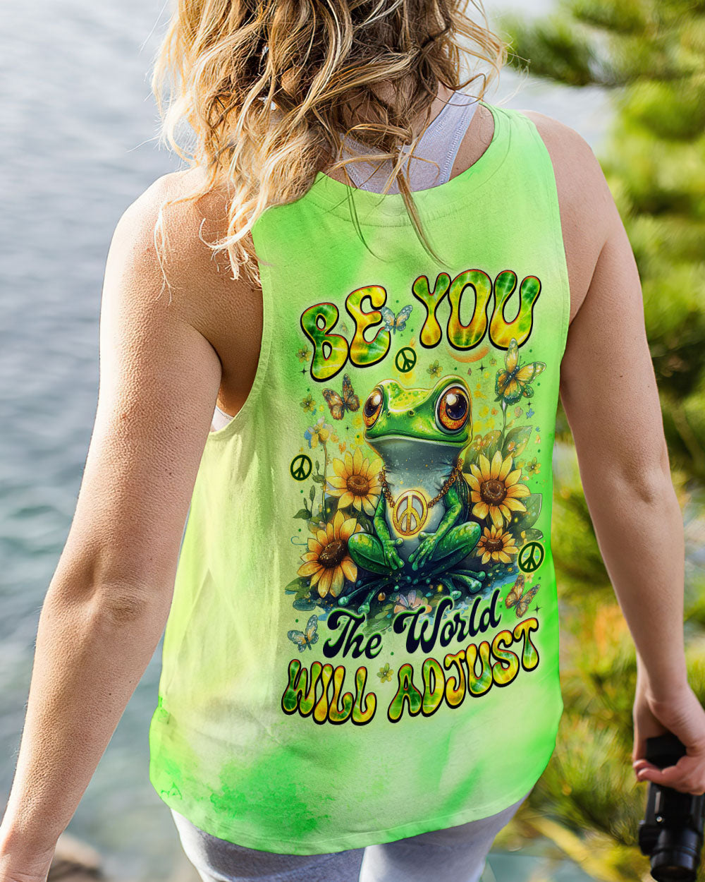 Be You The World Will Adjust Peace Frog and Sunflower AOP Shirts _14_ tzJb7