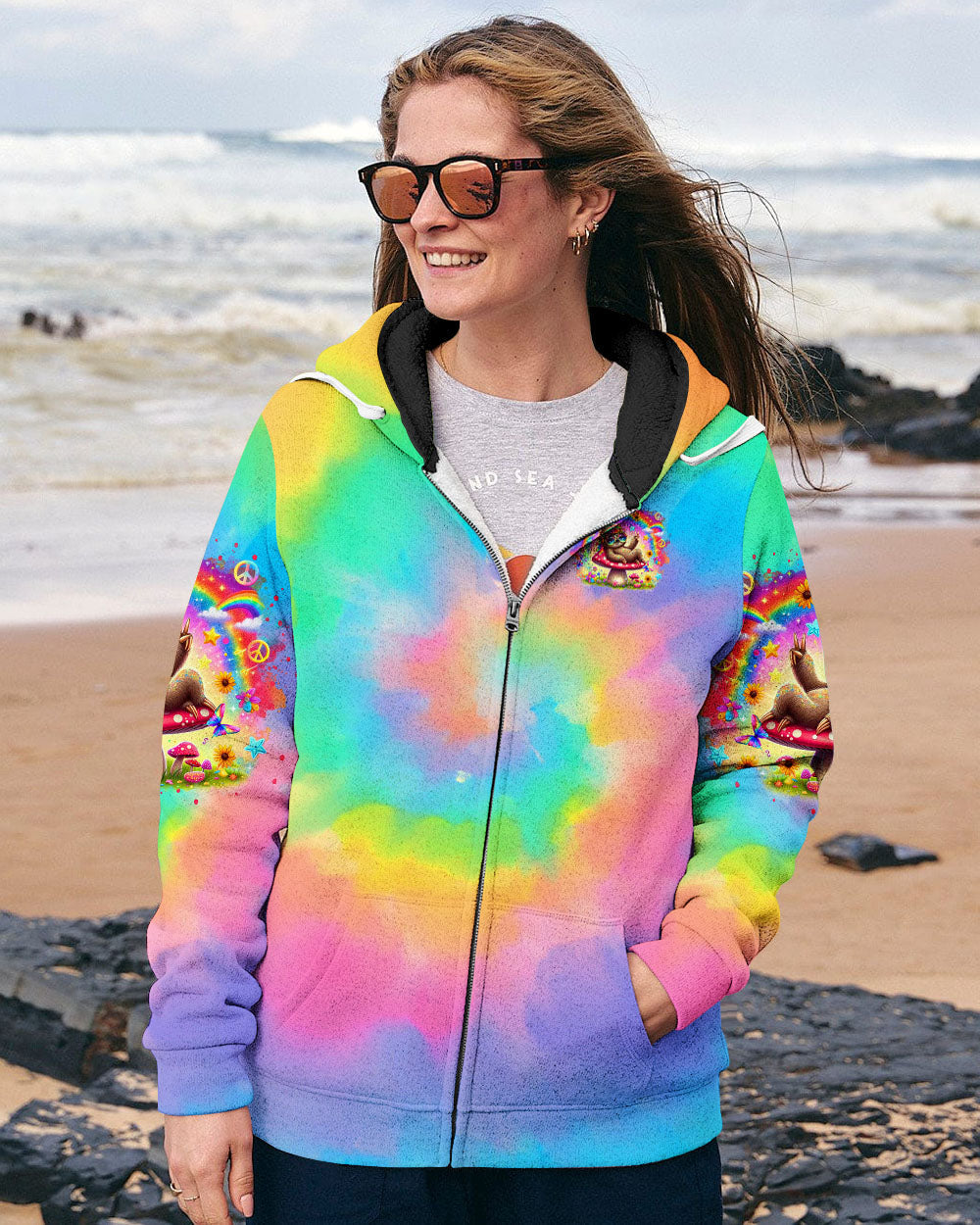 Be You The World Will Adjust Sloth Design Tie Dye for Women AOP Shirts _11_ lxEhi