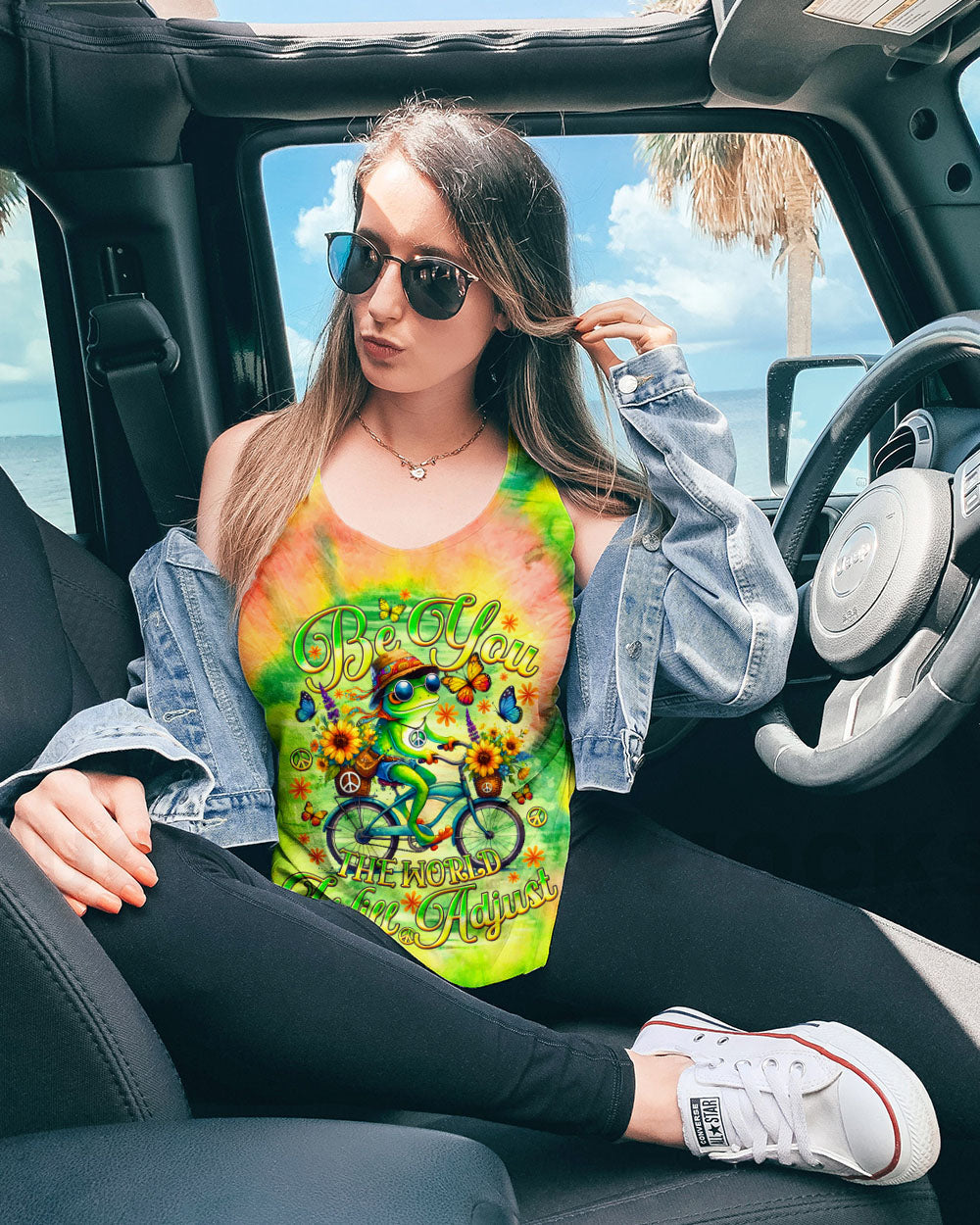 Be You The World Will Adjust Tie Dye Frog Riding Bike AOP Shirts _12_ iP5x4
