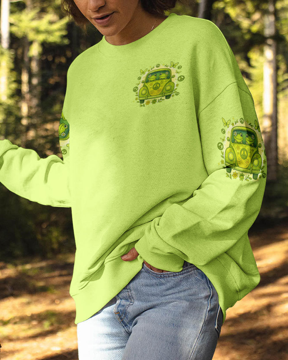 Be You the World Will Adjust Cute Hippie Frog Van Graphic Tee for Women AOP Shirts _6_ MWZxG