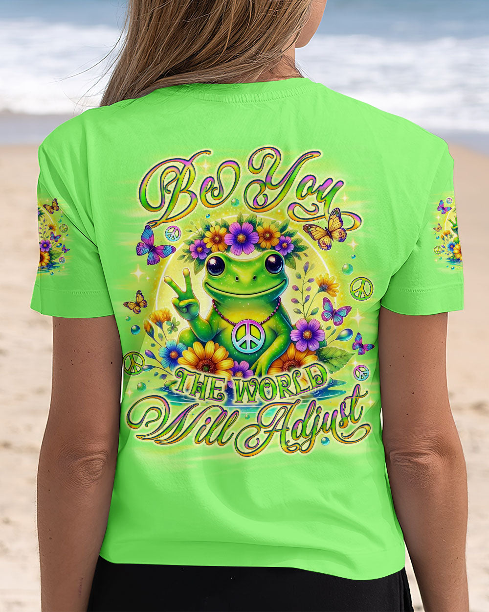 Be You the World Will Adjust Green Frog Cute Peace AOP Shirts _12_ 2bADy