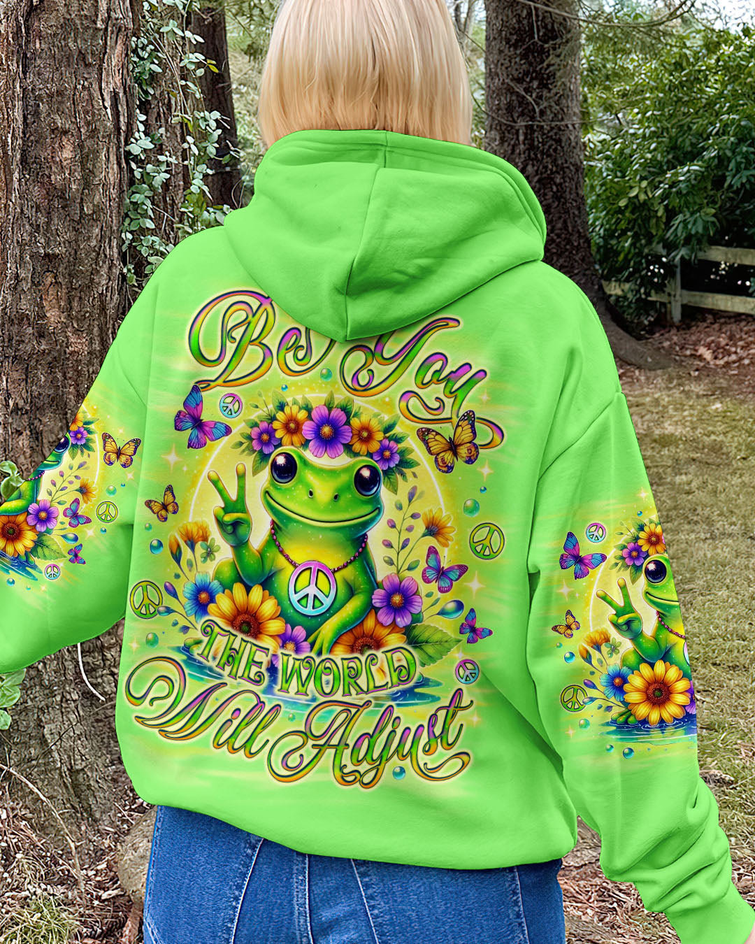 Be You the World Will Adjust Green Frog Cute Peace AOP Shirts _8_ OqyyV