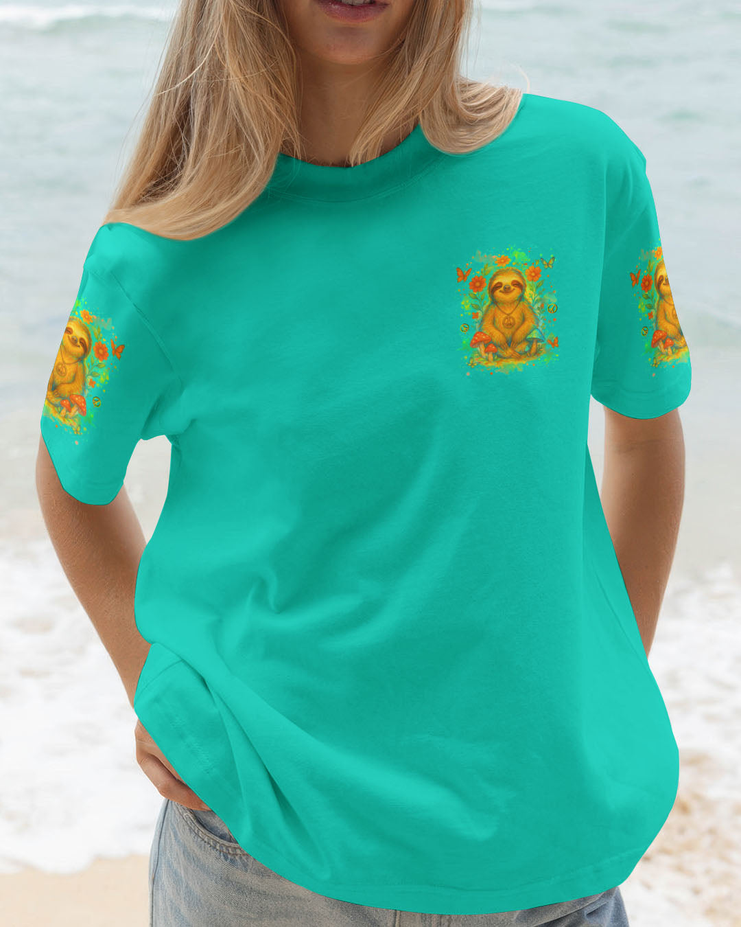 Be You the World Will Adjust Sloth Peaceful and Colorful Nature Design for Women AOP Shirts _2_ RdTA9