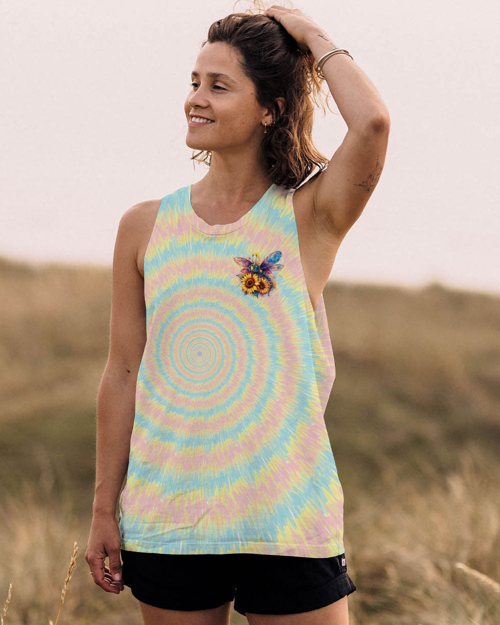 Be You the World Will Adjust Tie Dye Dragonfly and Sunflower AOP Shirts _8_ VIJmm
