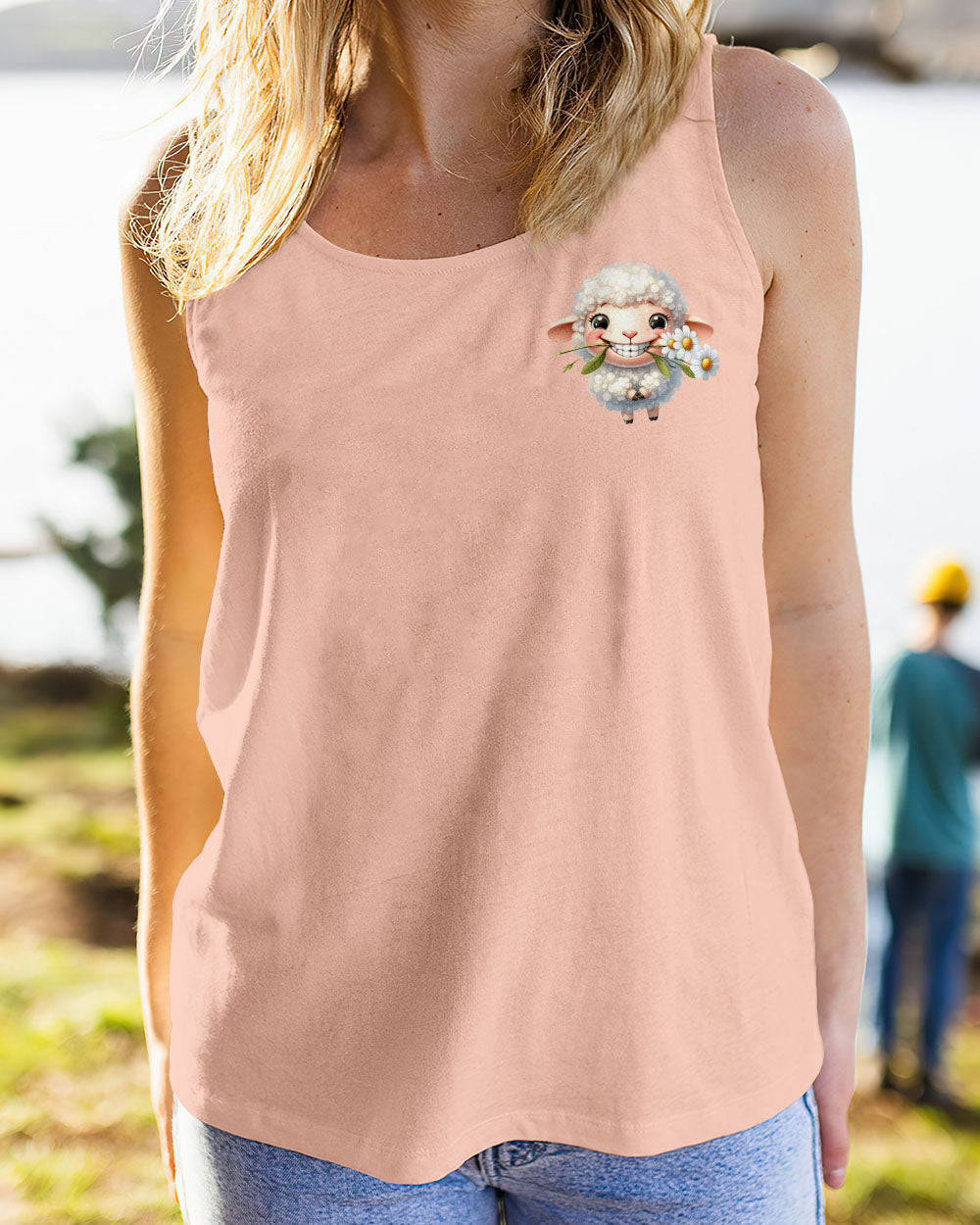 Be the Reason Someone Smiles Today Cute Sheep Design with Daisy Flowers AOP Shirts _9_ TahYA