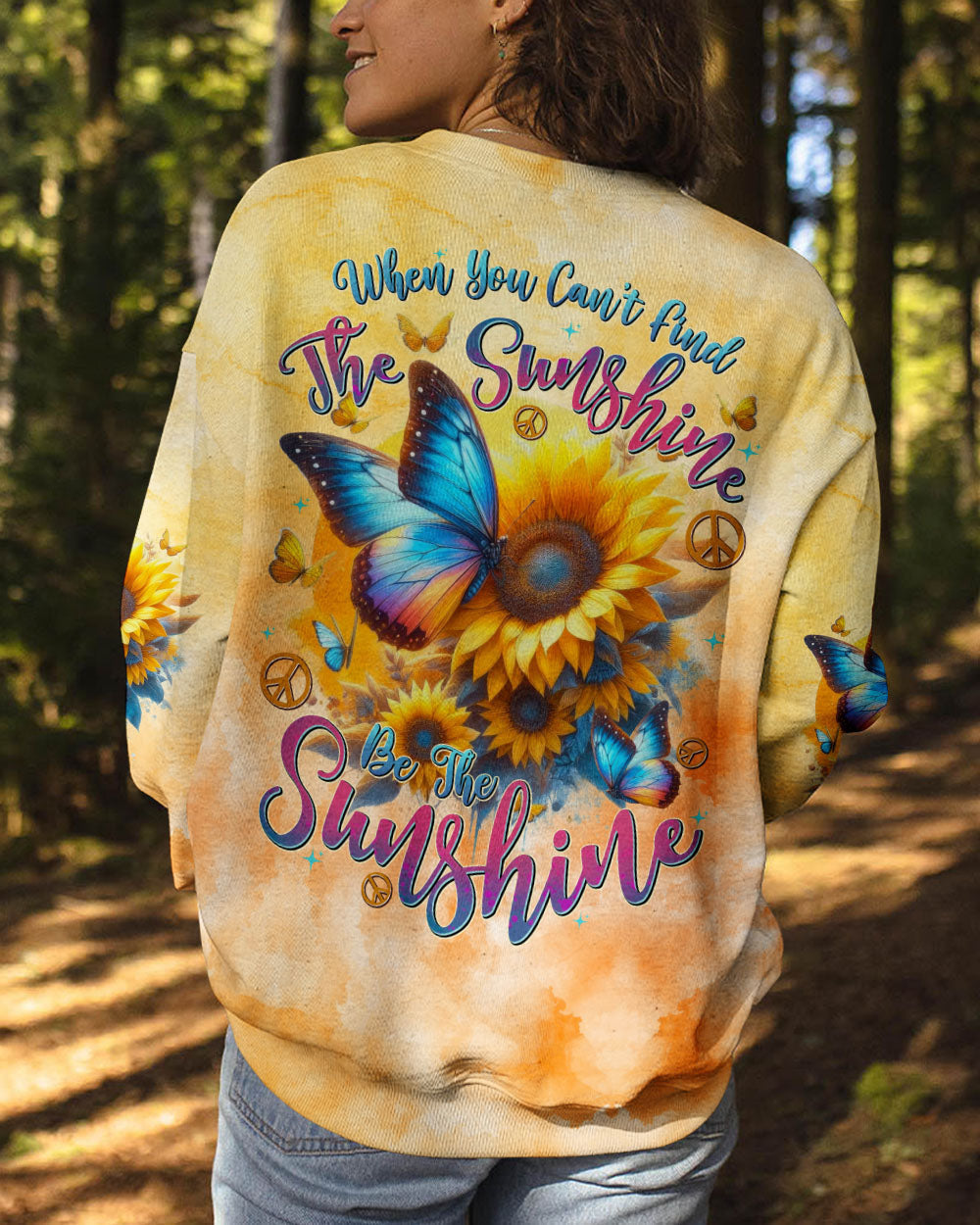 Be the Sunshine Sunflower and Butterfly Tie Dye AOP Shirts _7_ n1Cb5