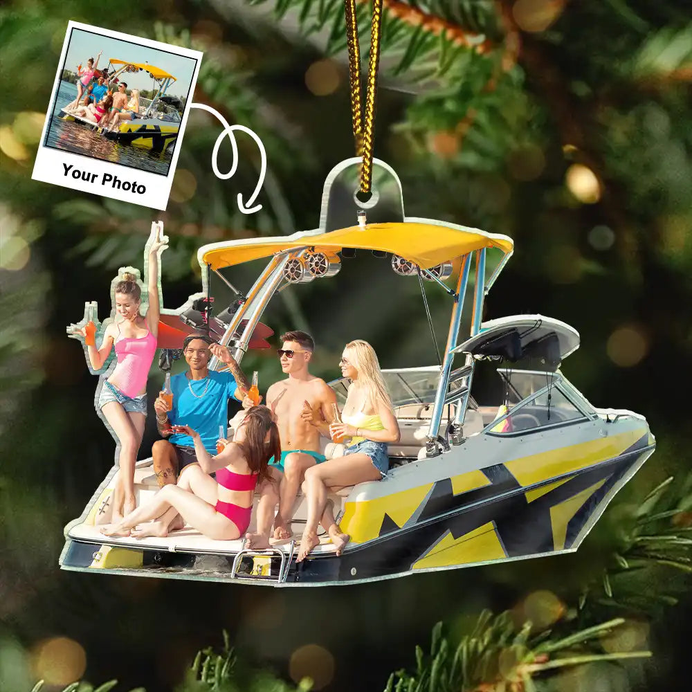 CustomPhotoBoatingPonToonChristmasDecorations PersonalizedAcrylicPhotoOrnament TG059 CLA1492 MockupDEF