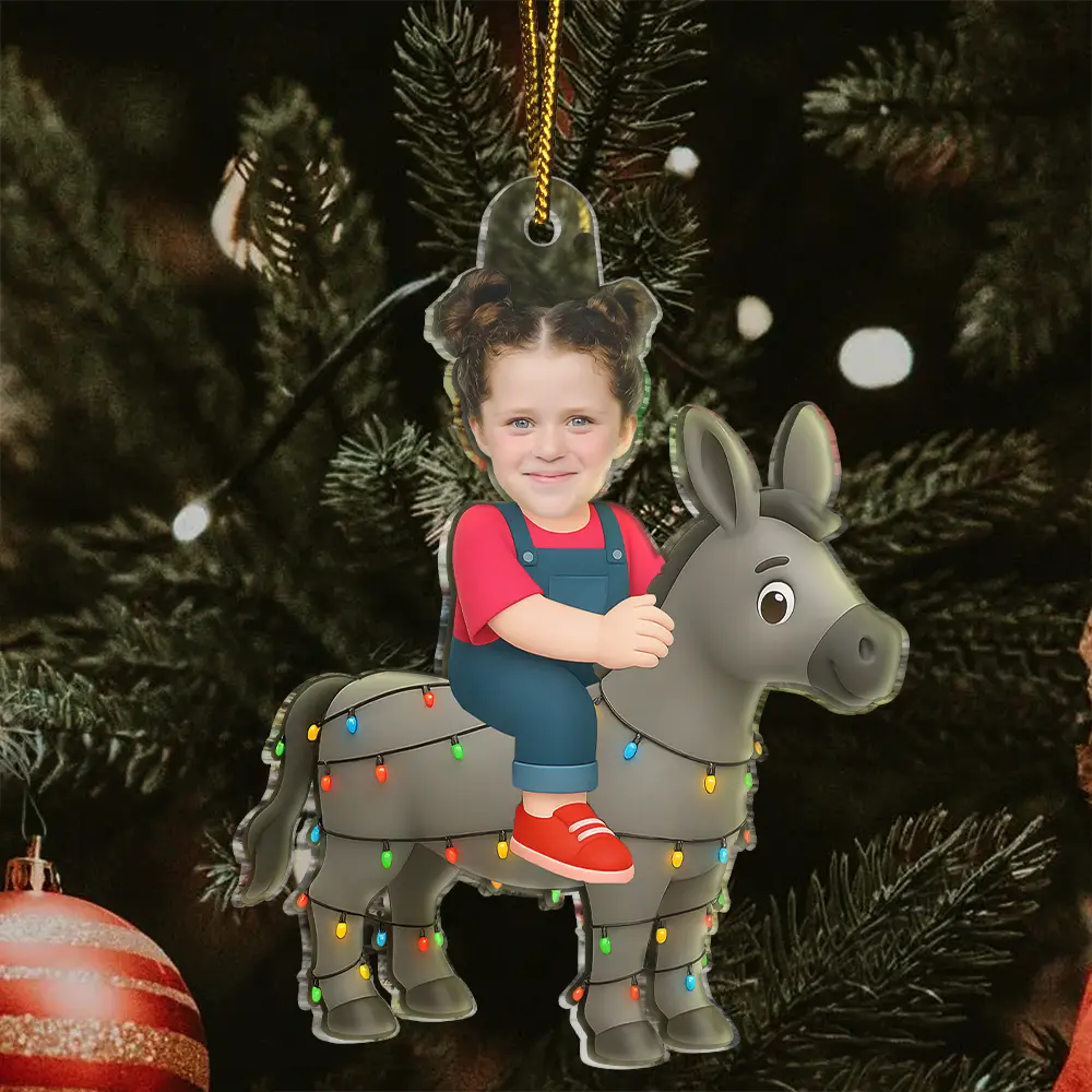 CustomPhotoKidRidingDonkey PersonalizedAcrylicPhotoOrnament TG065 CLA1539 Mockupweb2
