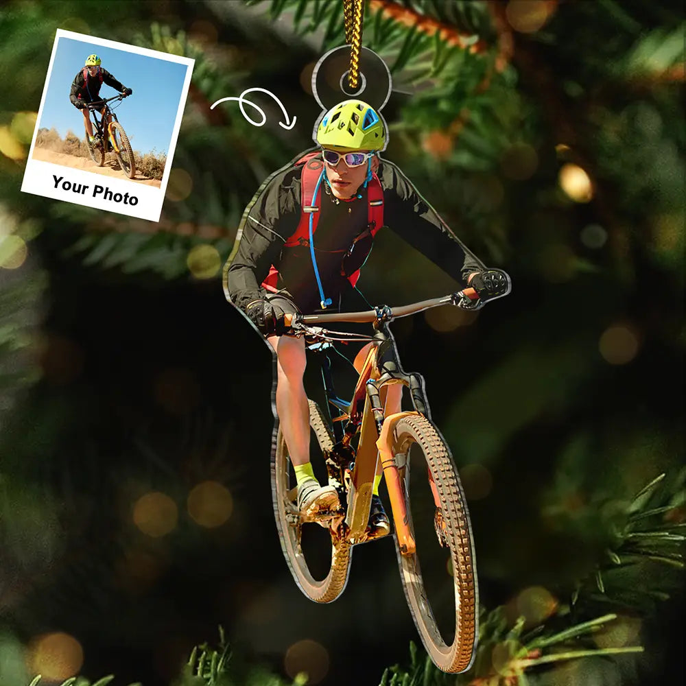 CustomPhotoMountainBiking PersonalizedAcrylicPhotoOrnament TK828 CLA1479 MkDEF