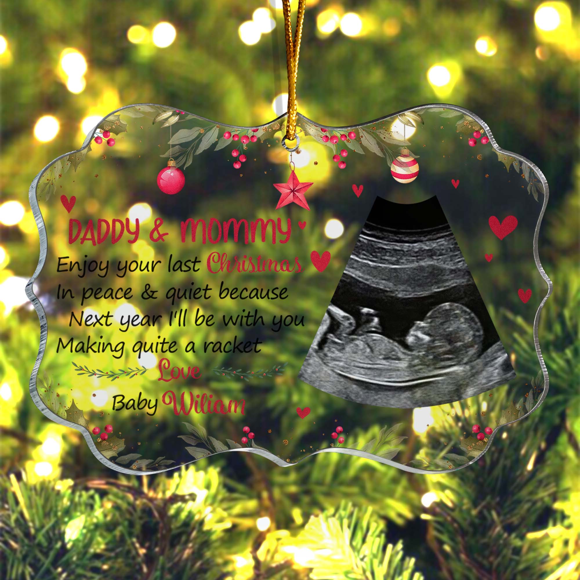 Enjoy Your Last Christmas In Peace _ Quiet Personalized Acrylic Ornament Christmas Gift For Daddy To Bemommy to be mom Father Grandma Grandpa Family Members 3