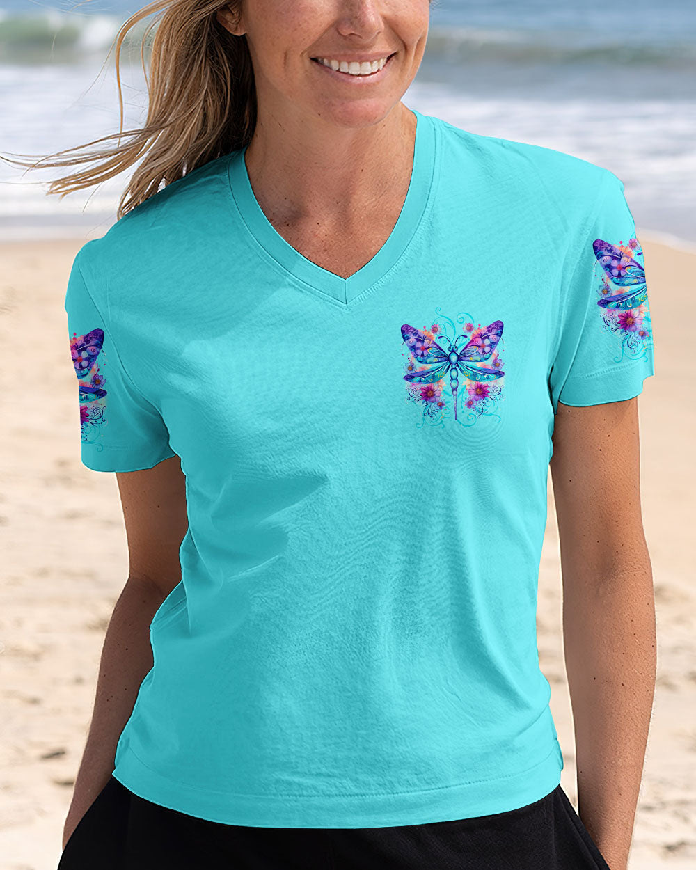 Everything Happens for a Reason Just Believe Dragonfly and Flower Design AOP Shirts _4_ bAirX