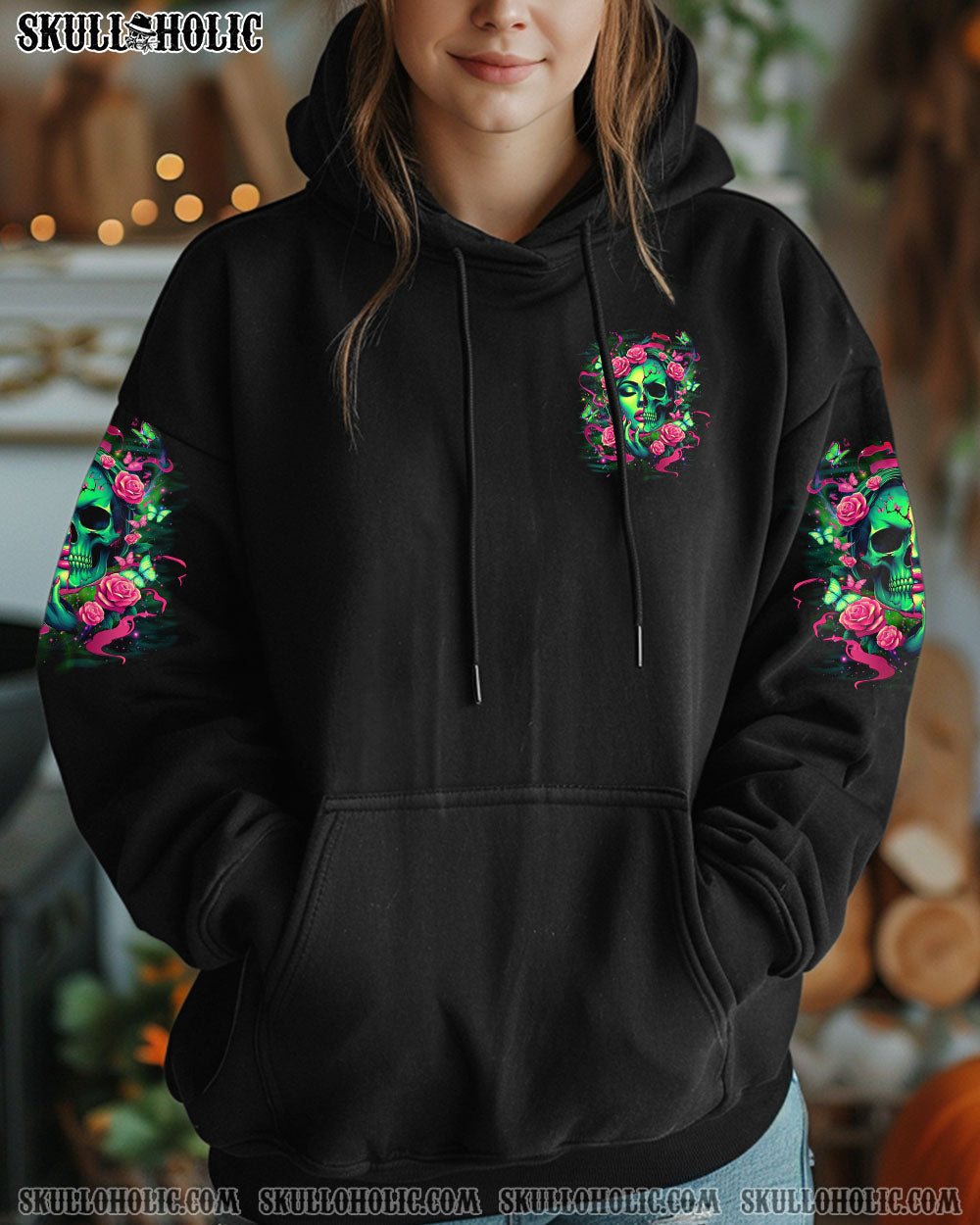 Figure Me Out Im a Special Kind of Twisted Skull Girl Dark Floral Gothic AOP Shirts _6_ J7sFC
