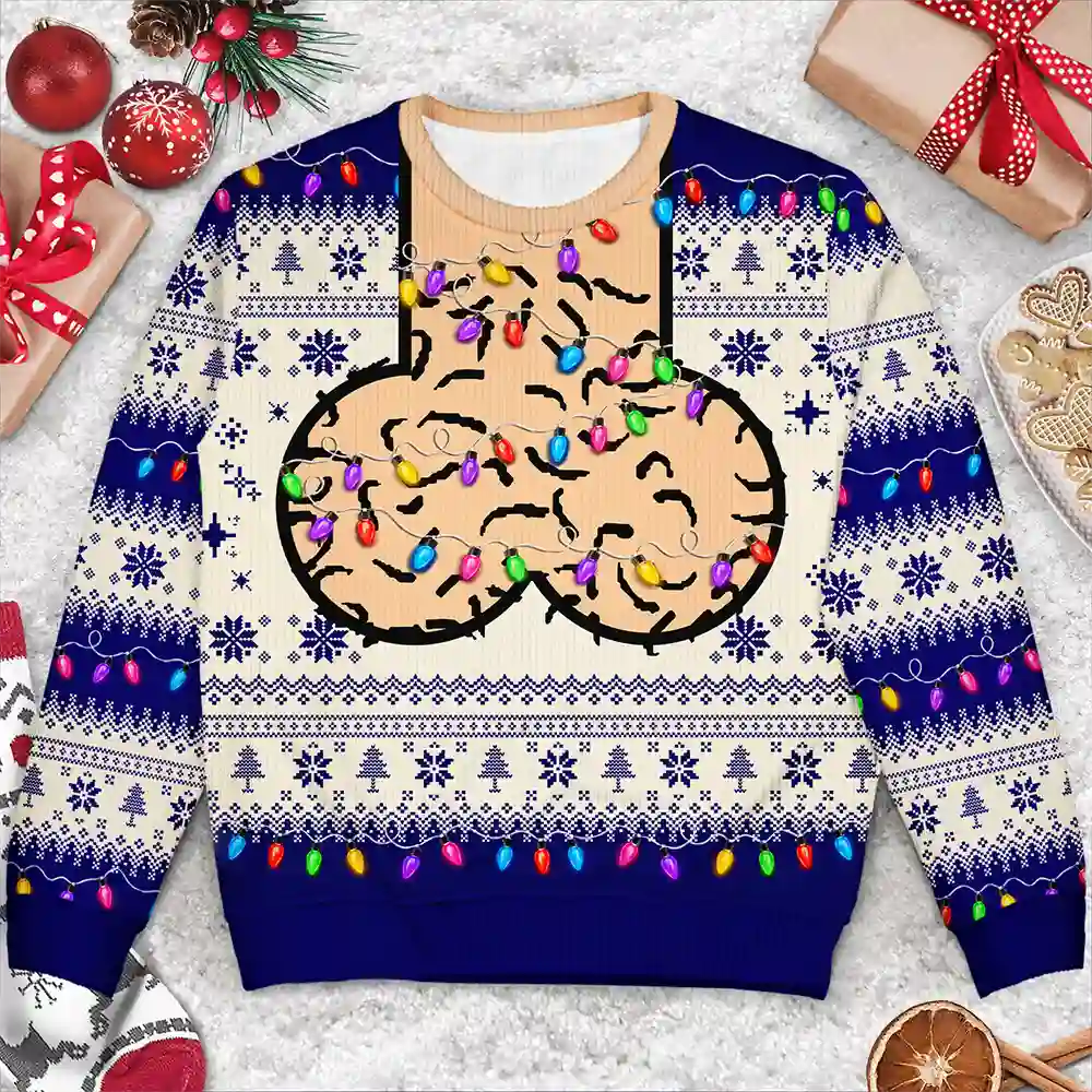 FunnyChristmasGiftForBaldDadPapaHusband PersonalizedUnisexUglySweater MI405 CLA4002 MK2