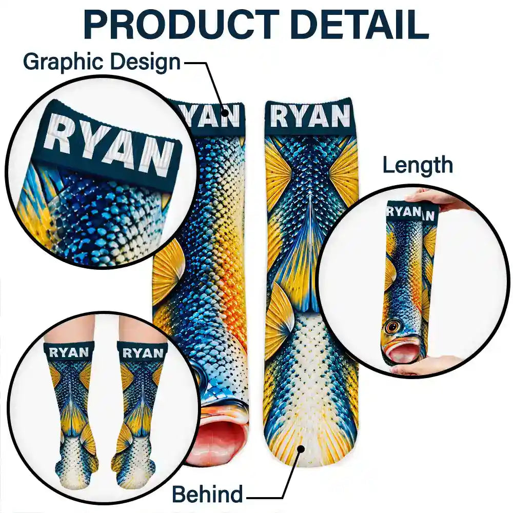 FunnyGagGiftForFishermanHusbandSon PersonalizedFishIllusionSocks HT874 CLA4262 Mk6