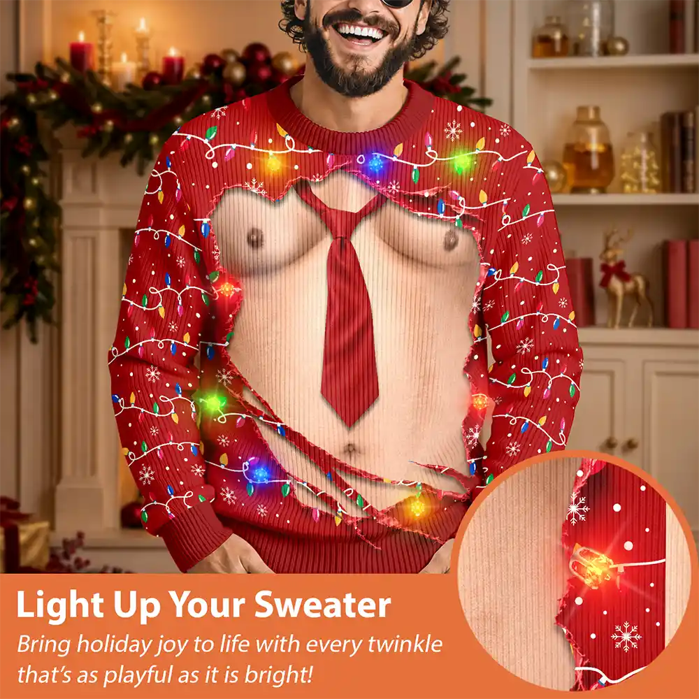 FunnyHairyBellyAbsBodyChristmas PersonalizedUnisexUglySweater MI413 CLA3980 MK7