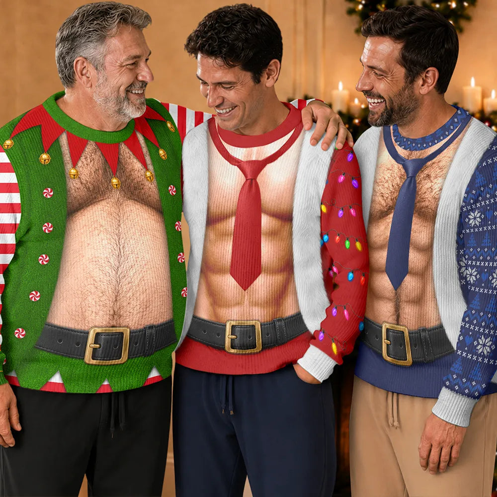 FunnyHairyMuscleBodyChristmasGiftForHusband PersonalizedUnisexUglySweater NV1631 CLA3694 DEFAULT