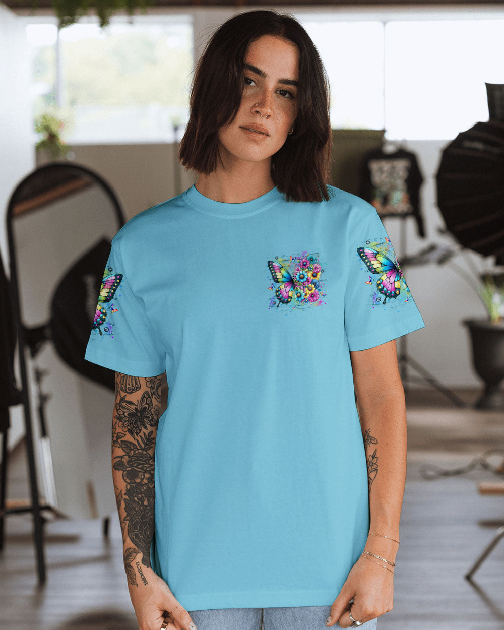 Grow Through What You Go Through Colorful Butterfly and Floral AOP Shirts _12_ e7DU4