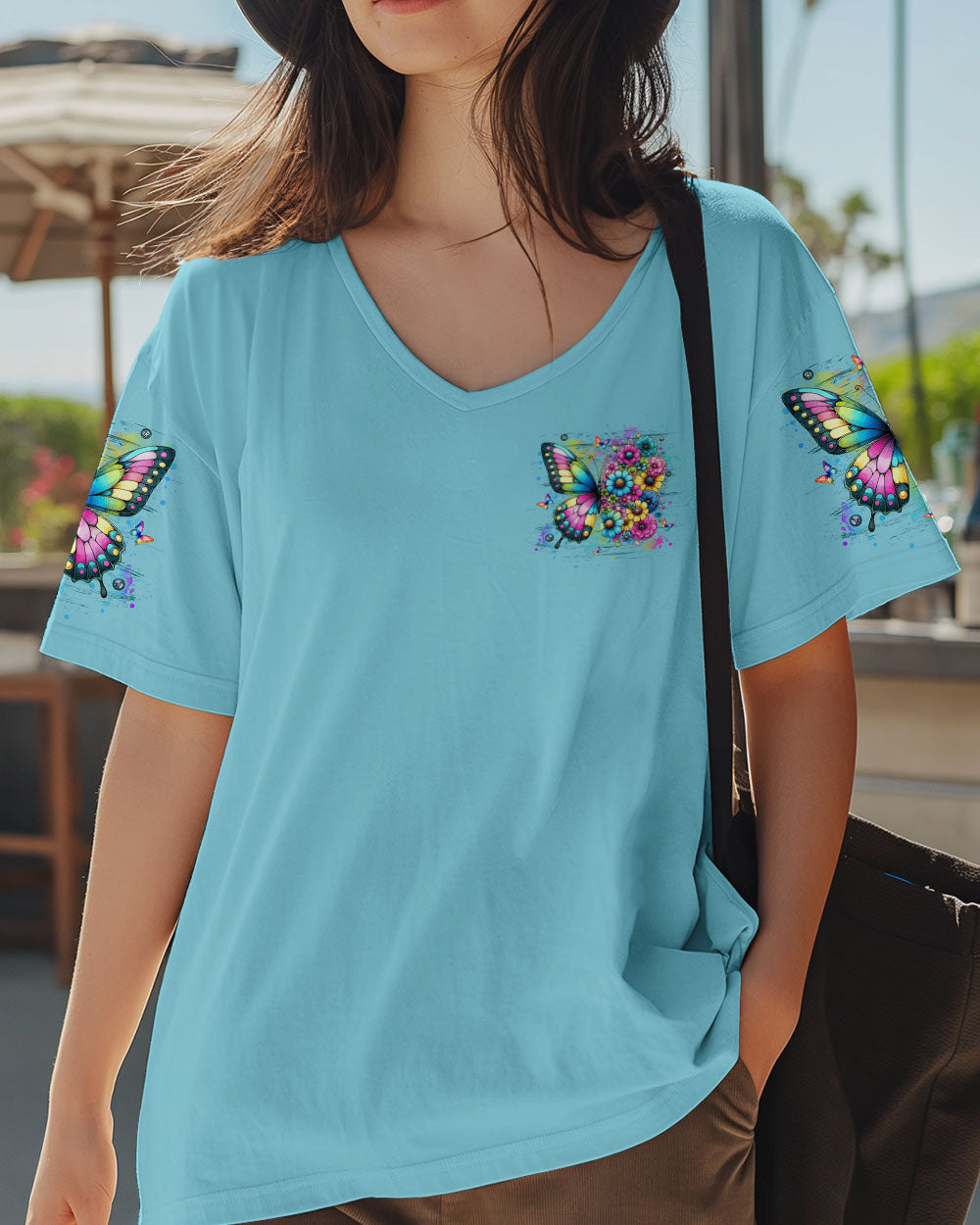 Grow Through What You Go Through Colorful Butterfly and Floral AOP Shirts _14_ OsM6U