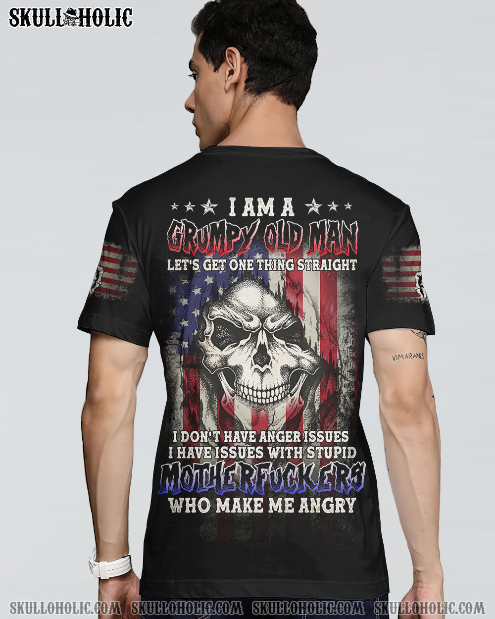 Grumpy Old Man Mother F Grumpy Veteran Skull Graphic AOP Shirts _13_ CSxrr