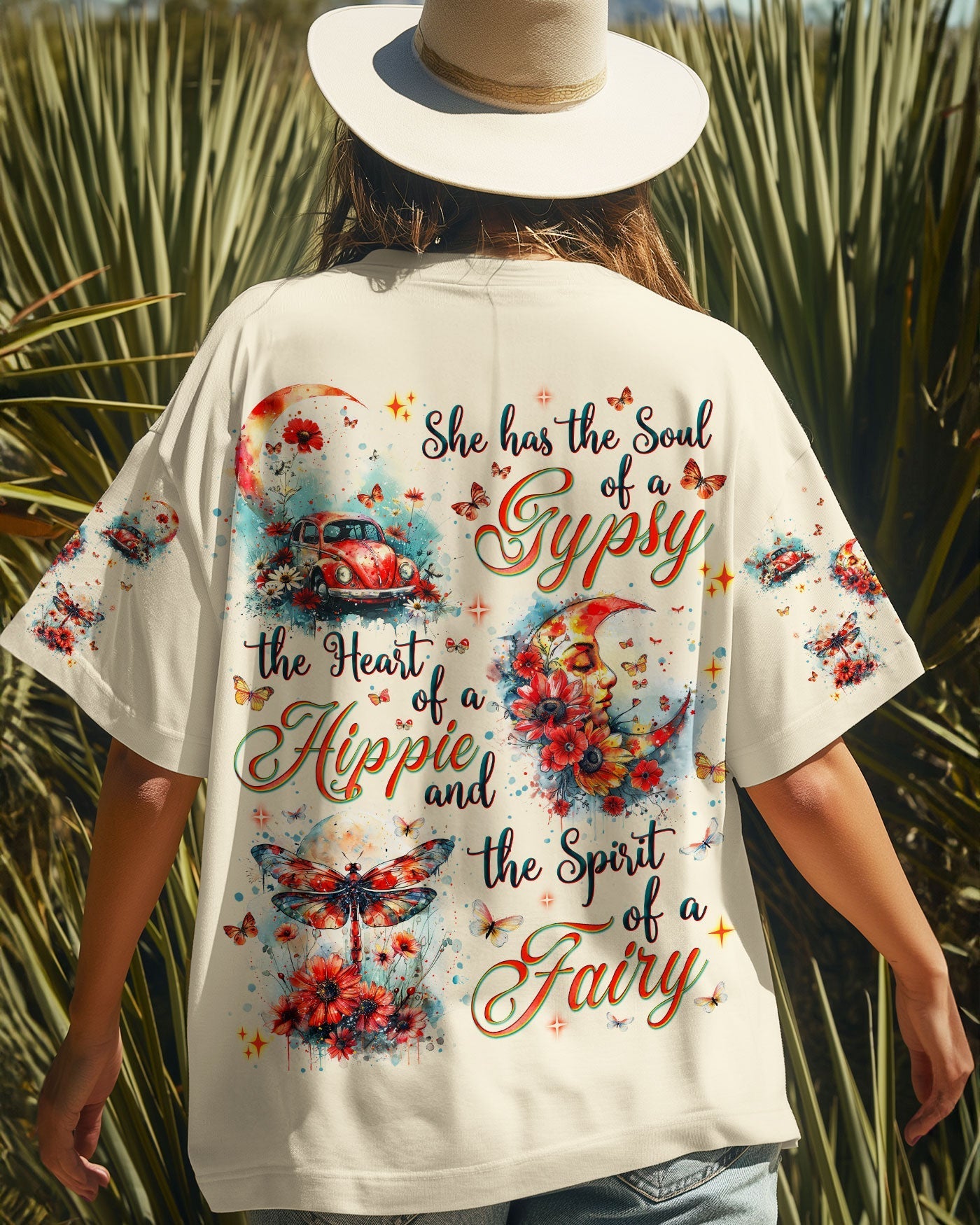 Gypsy Soul Fairy Spirit Hippie Heart and Moon Vintage VW Bug AOP Shirts _3_ lhaJY