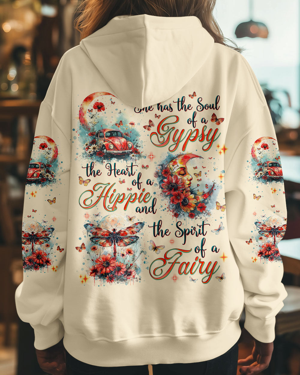 Gypsy Soul Fairy Spirit Hippie Heart and Moon Vintage VW Bug AOP Shirts _7_ zXOVk