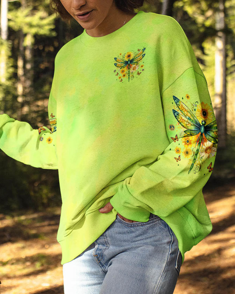 Gypsy Soul Warrior Spirit Wild Heart Dragonfly and Sunflowers Graphic AOP Shirts _8_ QGZkA