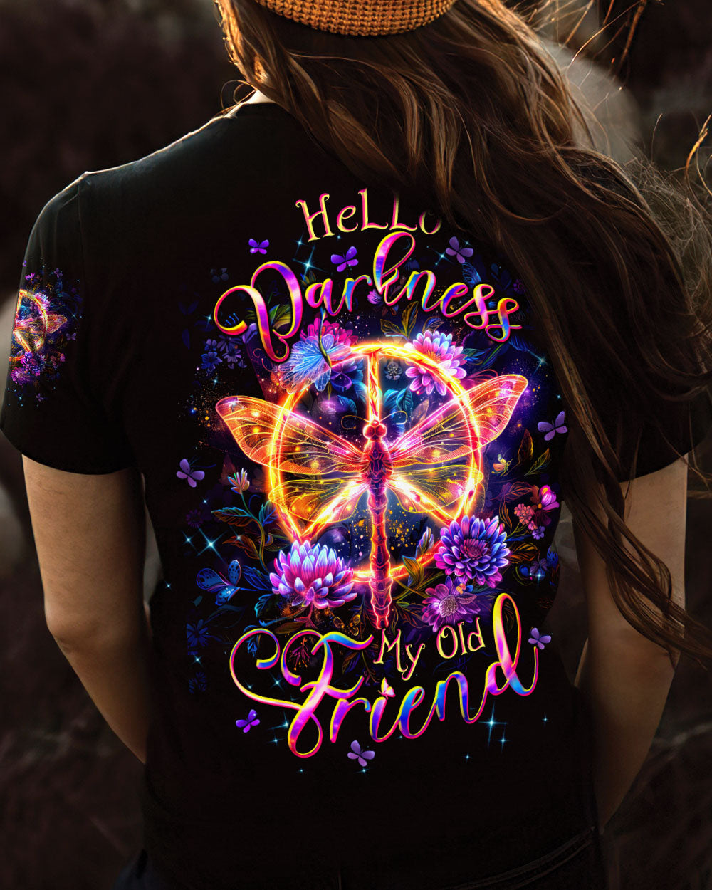 Hello Darkness My Old Friend Dragonfly Peace Sign AOP Shirts _12_ qLhfZ